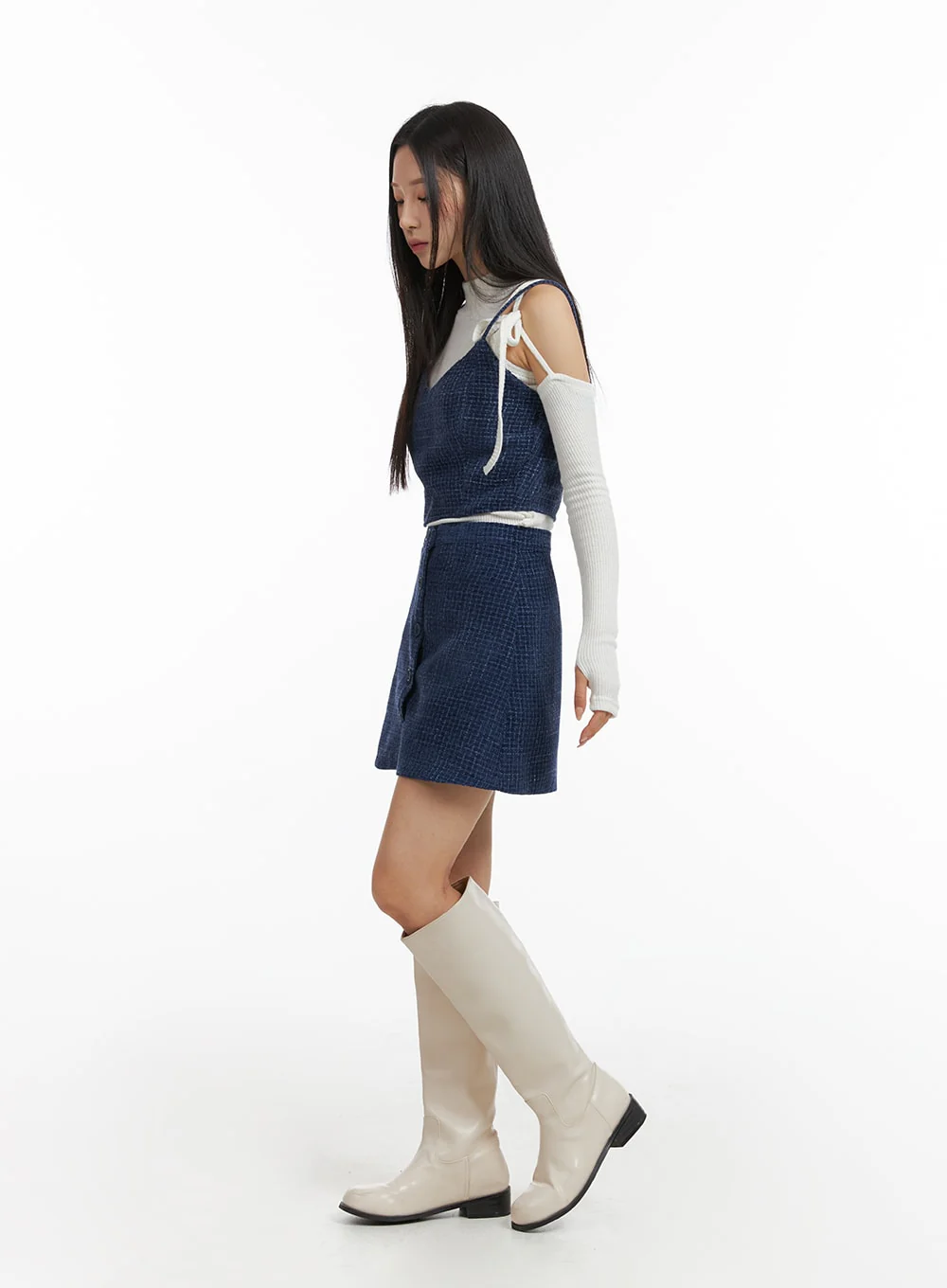 Checkered Buttoned Mini Skirt CJ408 - Image 2