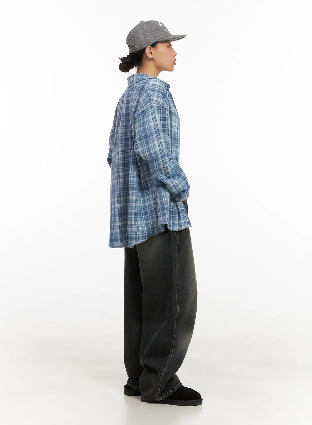 Checkered Collared Button-Up Blouse CD410 - Image 4