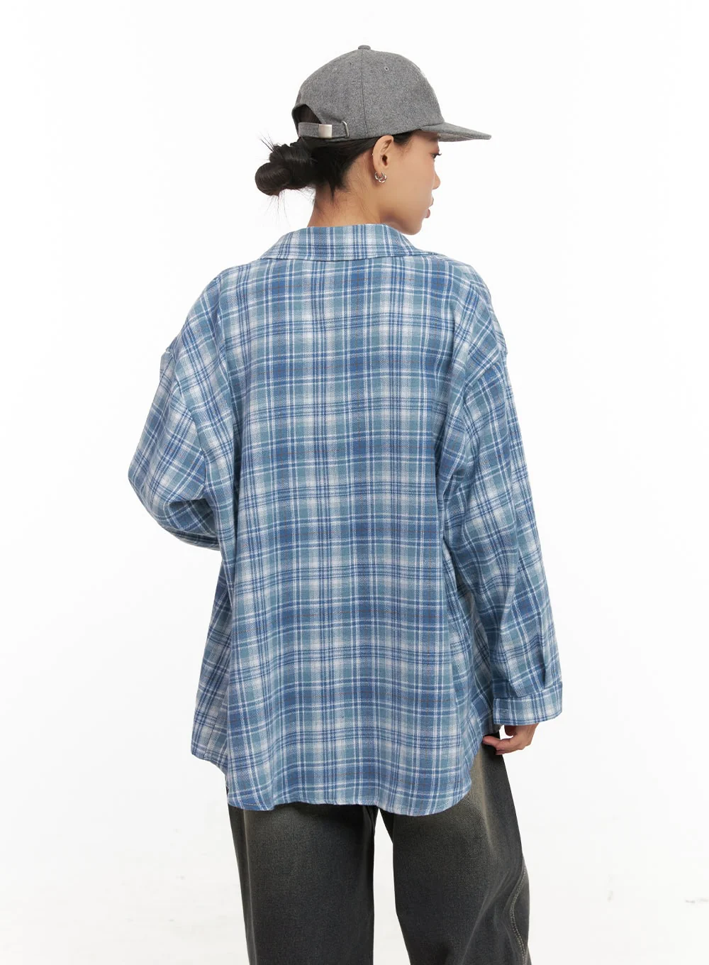 Checkered Collared Button-Up Blouse CD410 - Image 5