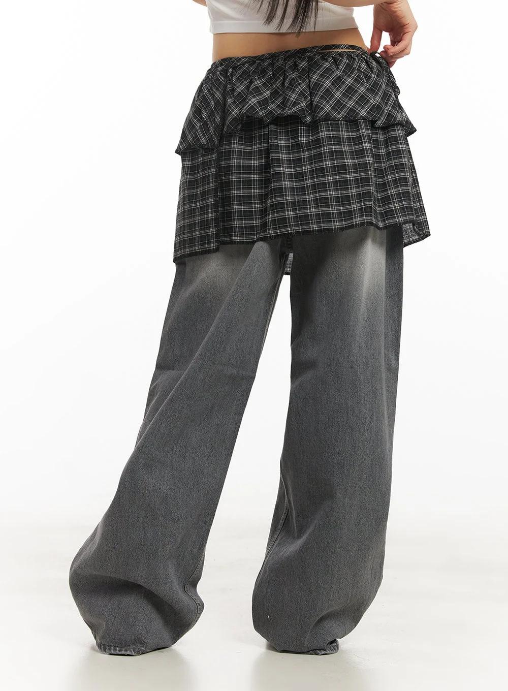 Checkered Ruffle Layering Mini Skirt CF519 - Image 7