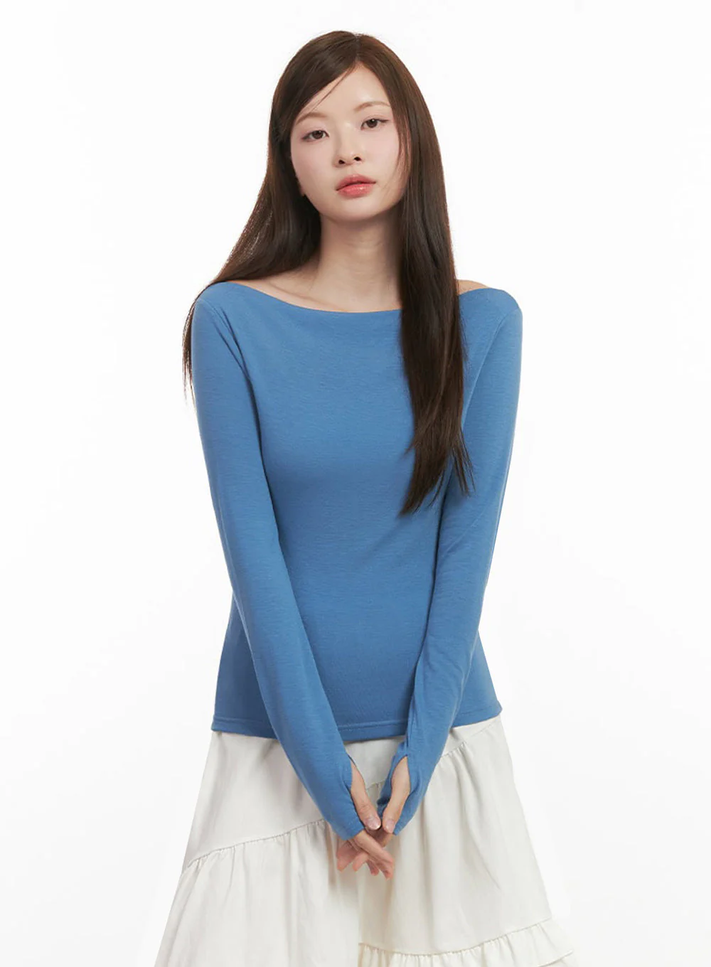 Chic Boat Neck Long Sleeve Top IJ527 - Image 14