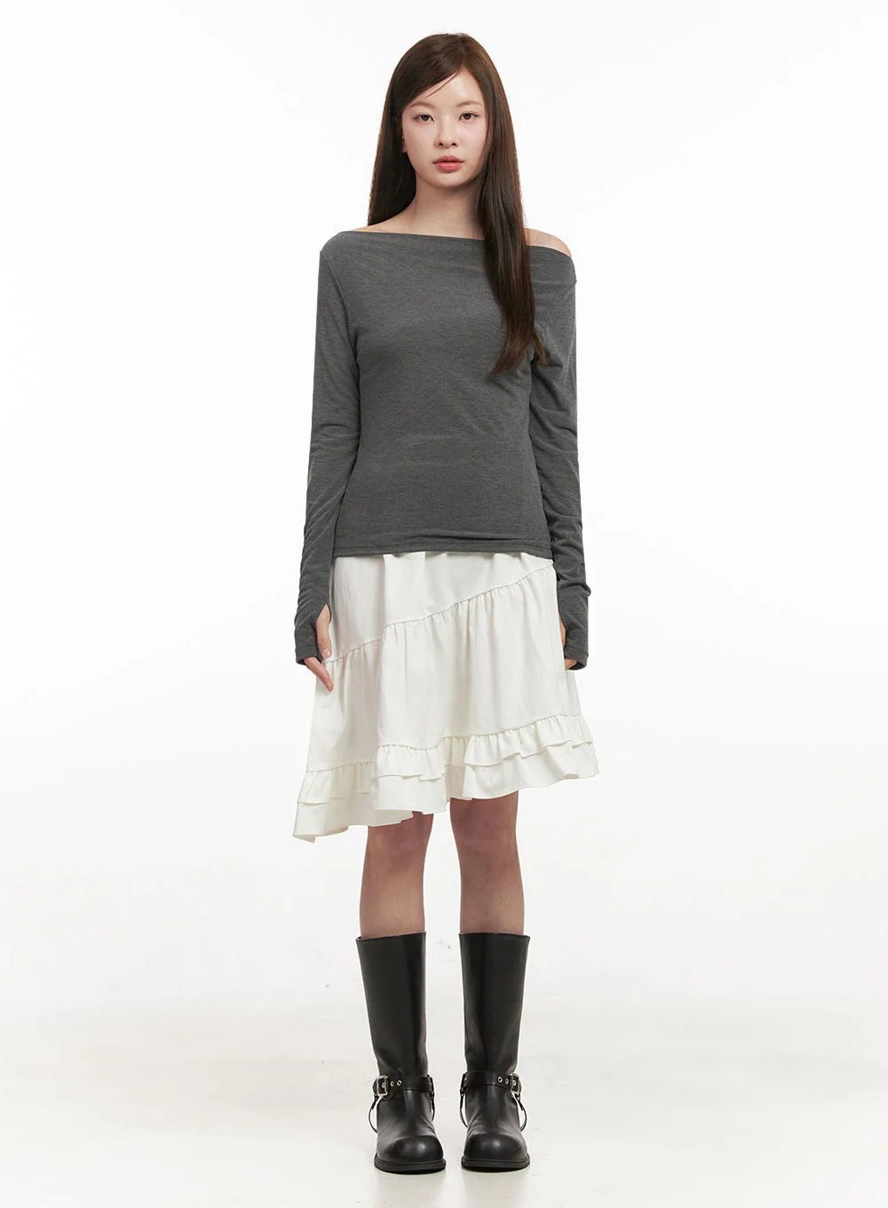 Chic Boat Neck Long Sleeve Top IJ527 - Image 4