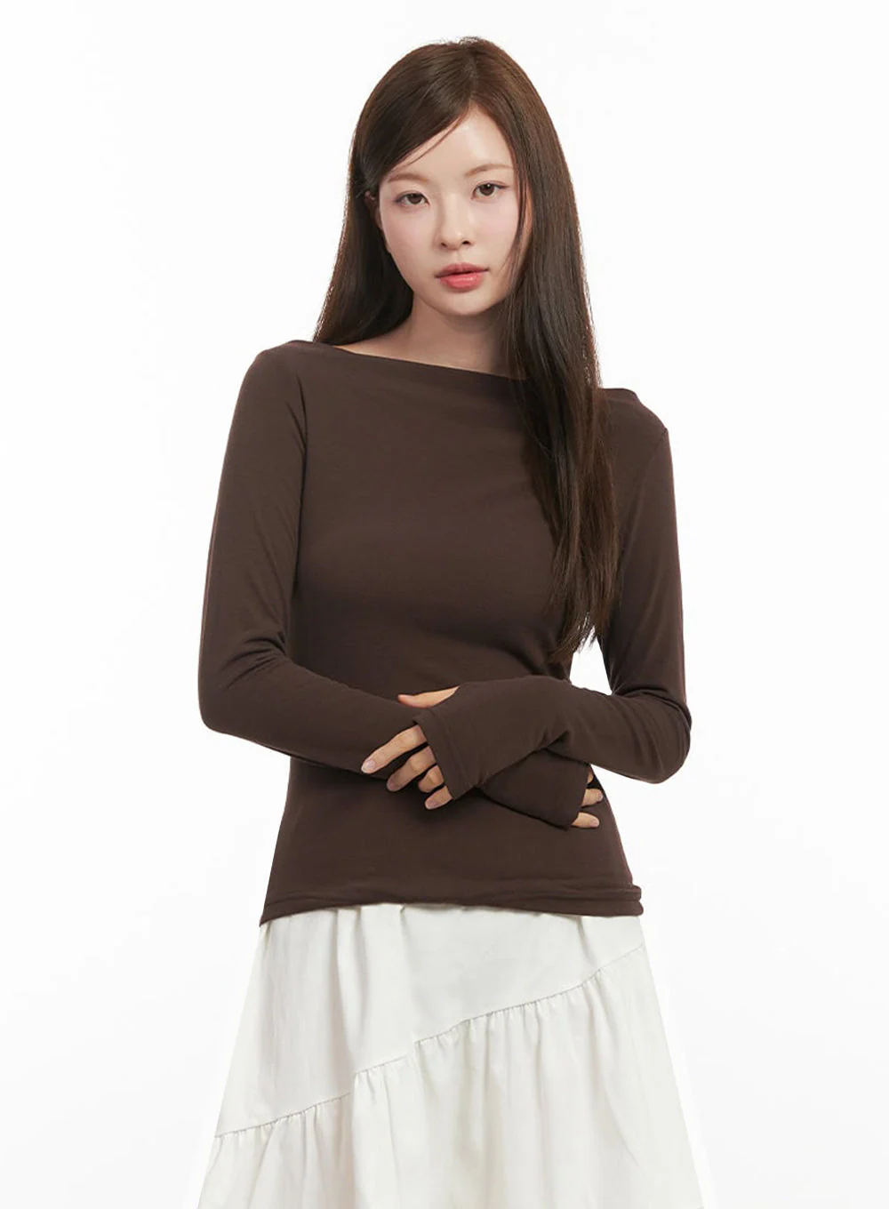Chic Boat Neck Long Sleeve Top IJ527 - Image 5