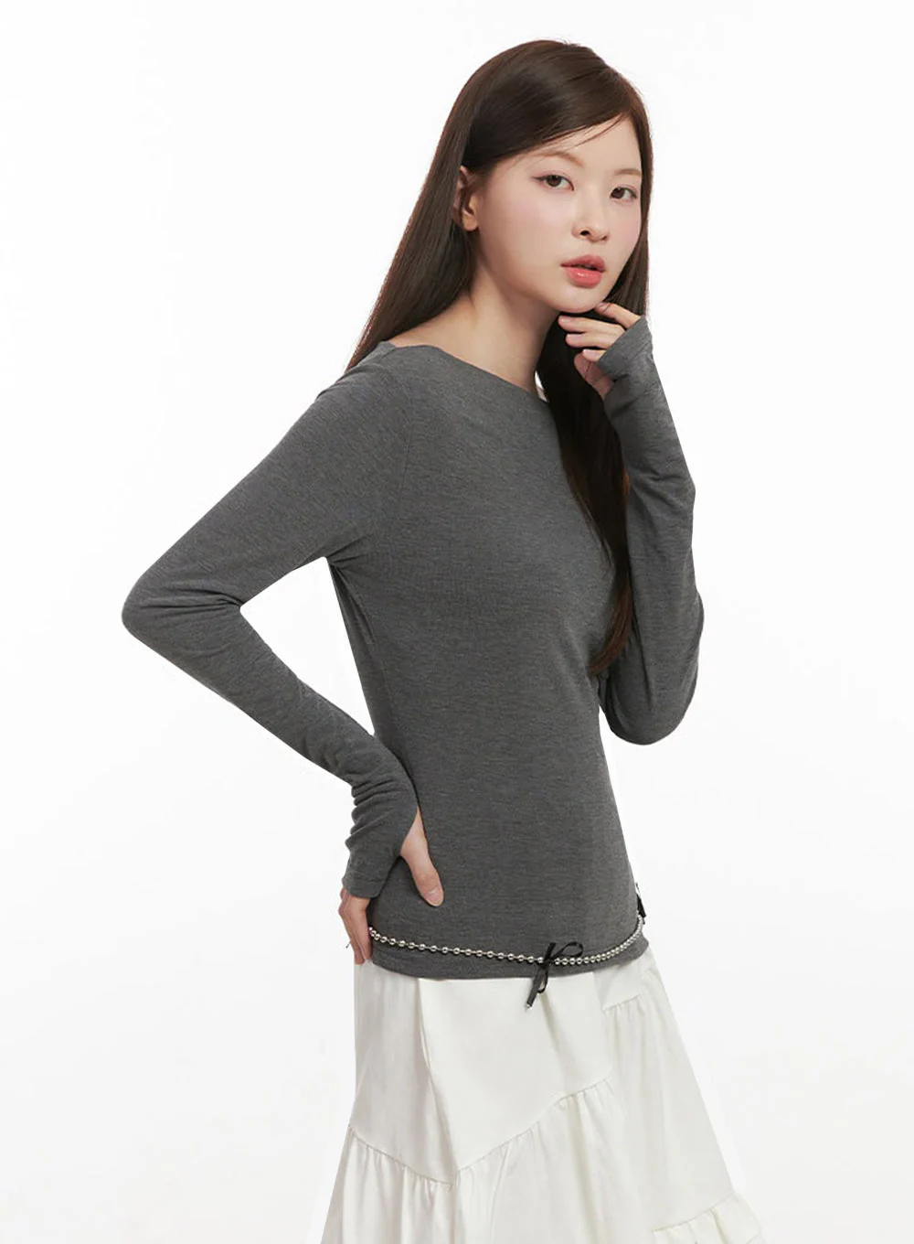 Chic Boat Neck Long Sleeve Top IJ527 - Image 7