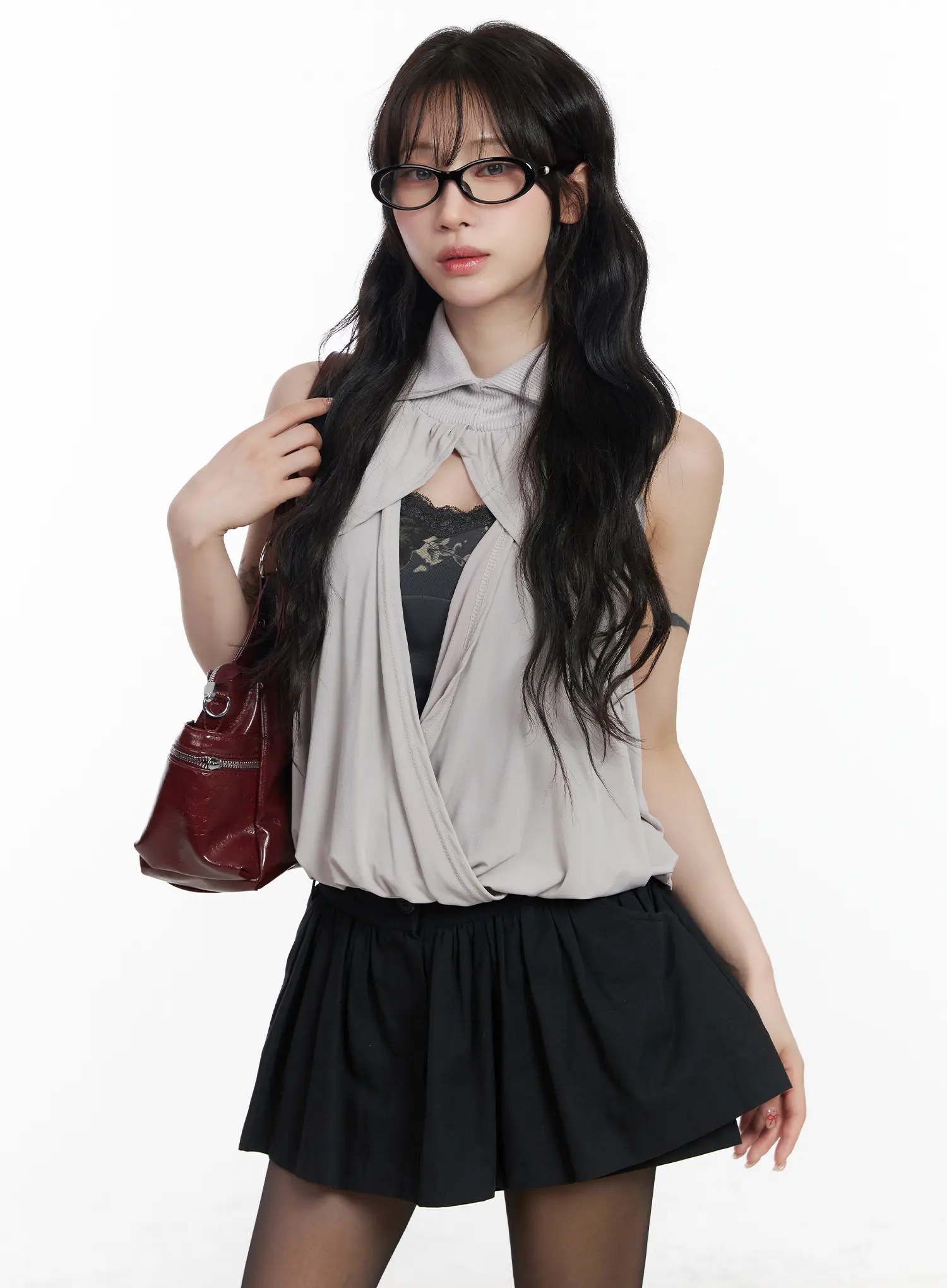 Chic Drape Collar Sleeveless Top CJ526