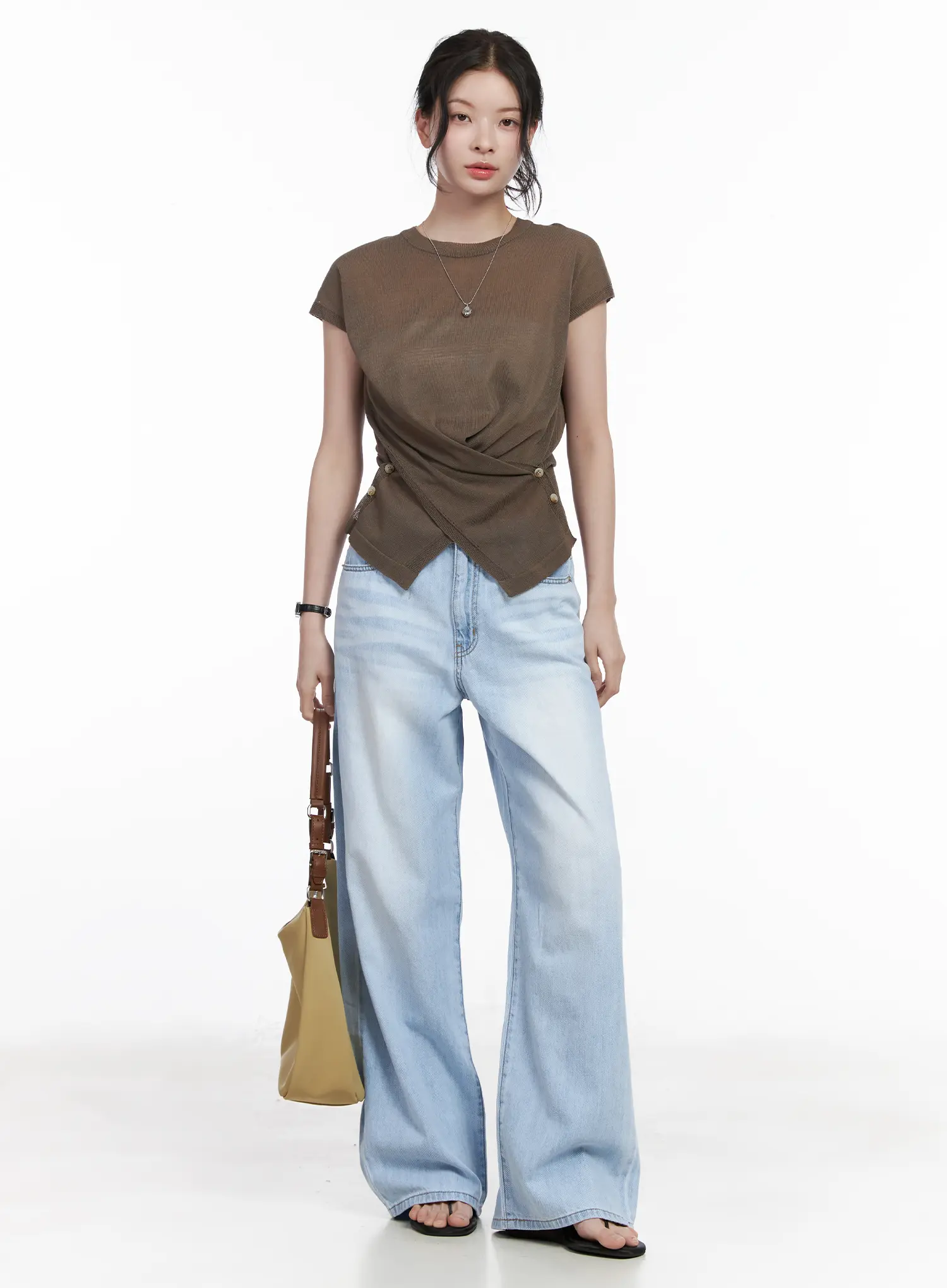 Chic Draped Short Sleeve Knit Top CA510 - Image 3