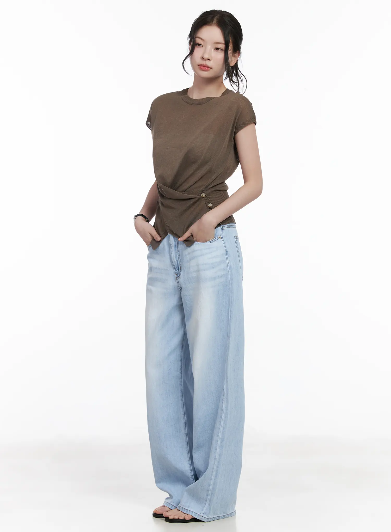 Chic Draped Short Sleeve Knit Top CA510 - Image 6