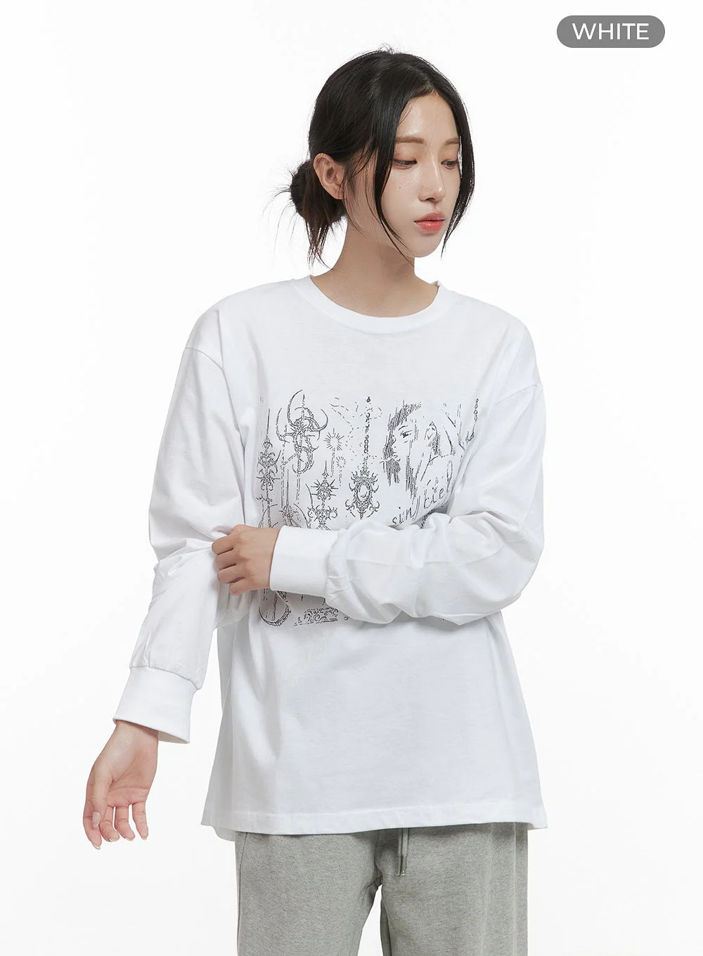 Chic Graphic Print Cotton Long Sleeve Tee CO402 - Image 8