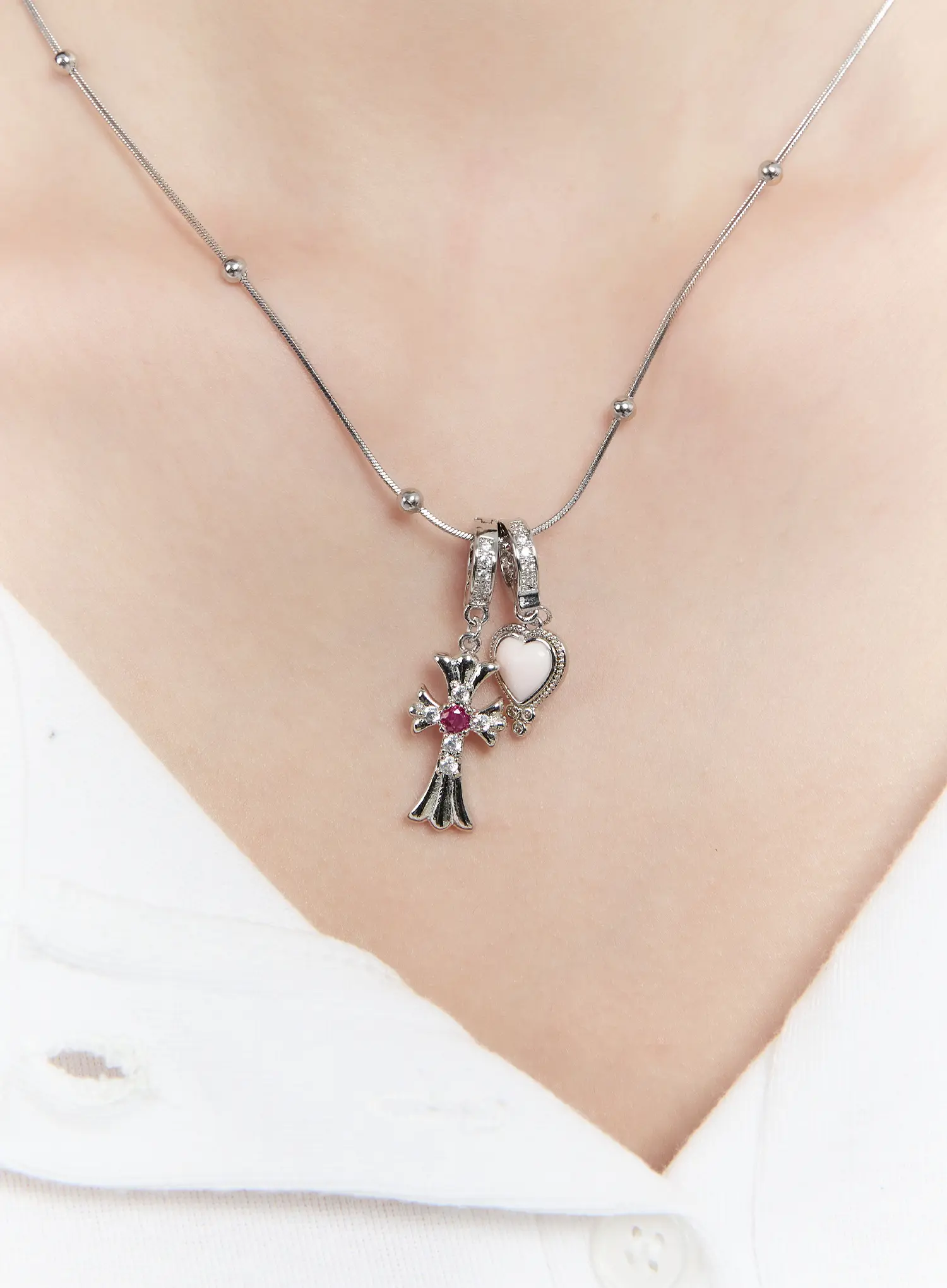 Chic Heart and Cross Necklace CM505