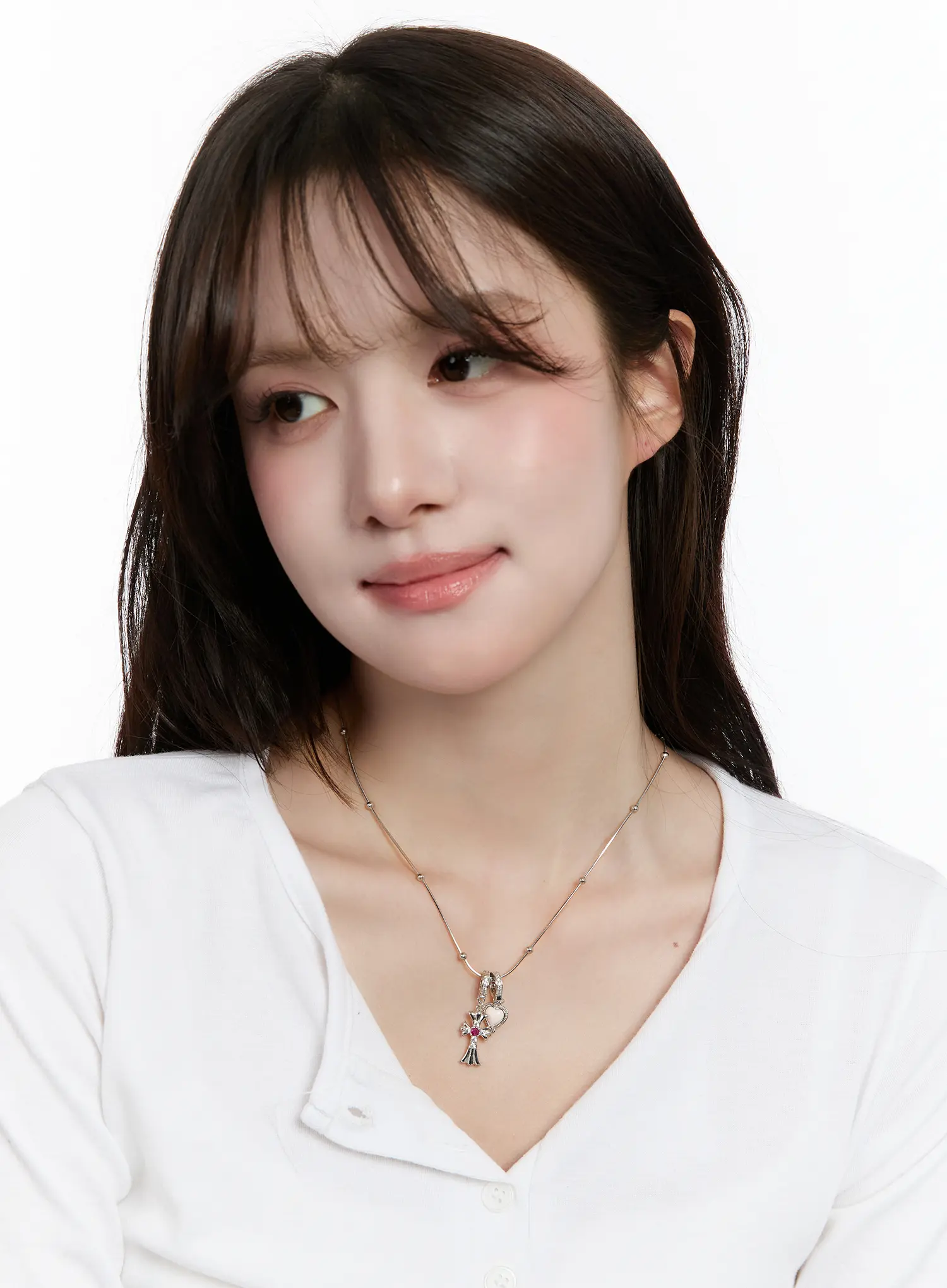 Chic Heart and Cross Necklace CM505 - Image 2