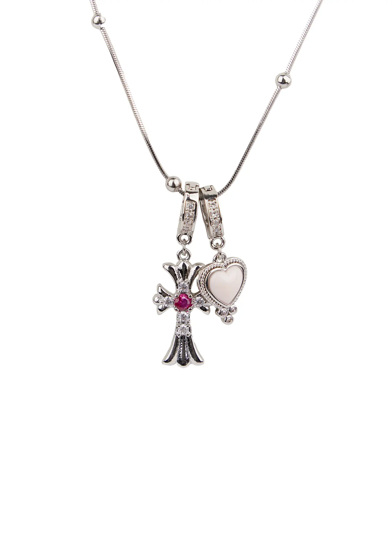 Chic Heart and Cross Necklace CM505 - Image 4