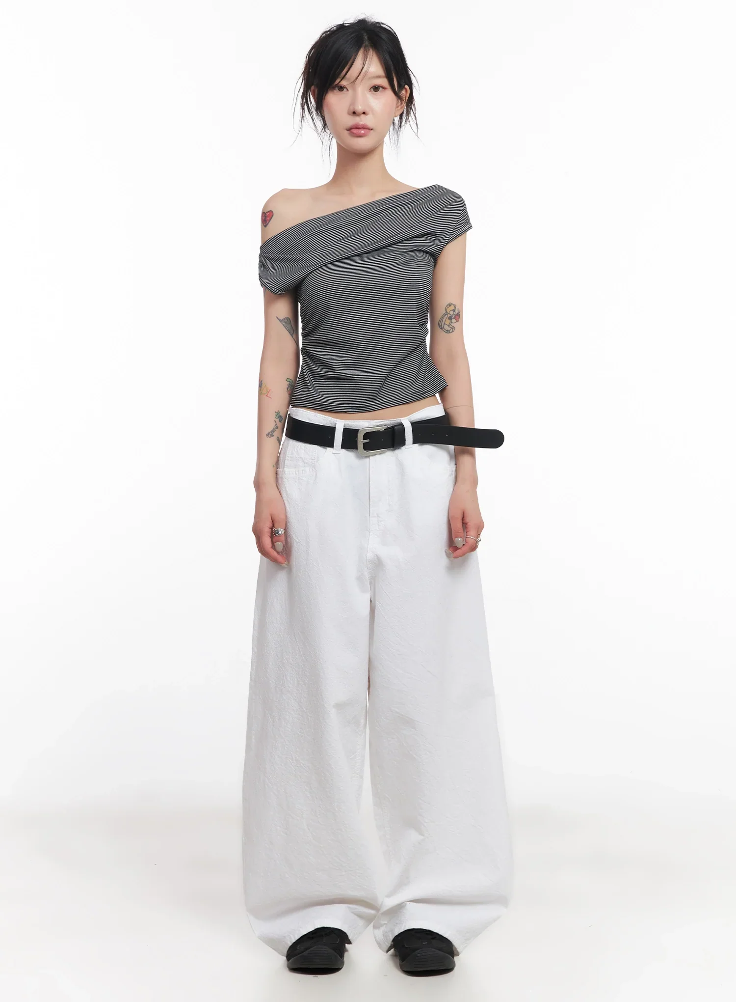 Chic Off-Shoulder Striped Tee IC503 - Image 5
