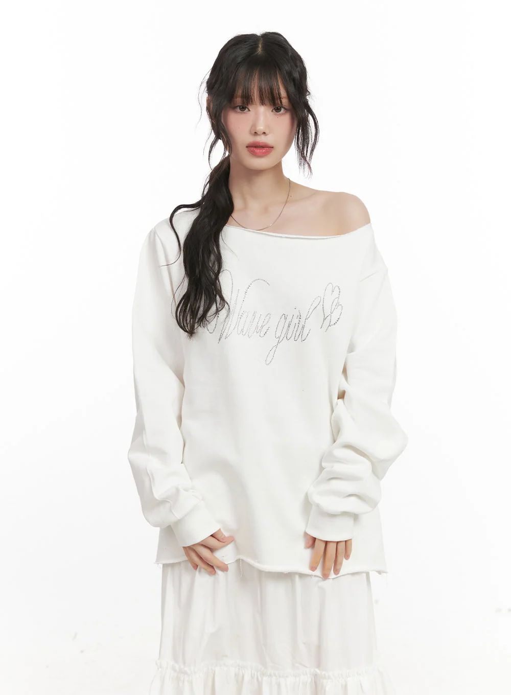 Chic One-Shoulder Studded Sweatshirt CJ523 - Image 10