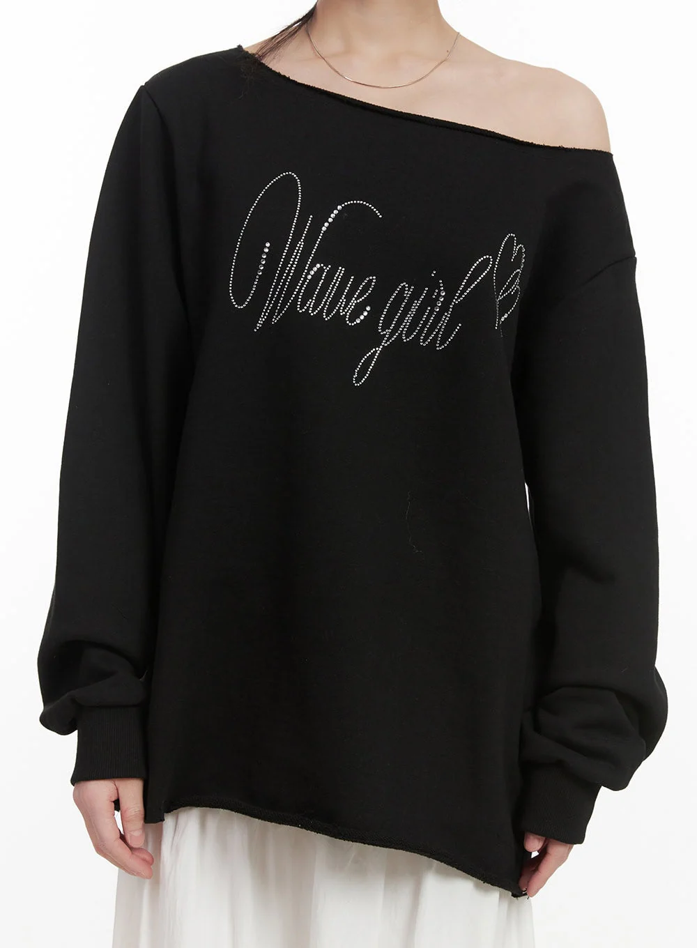 Chic One-Shoulder Studded Sweatshirt CJ523 - Image 3