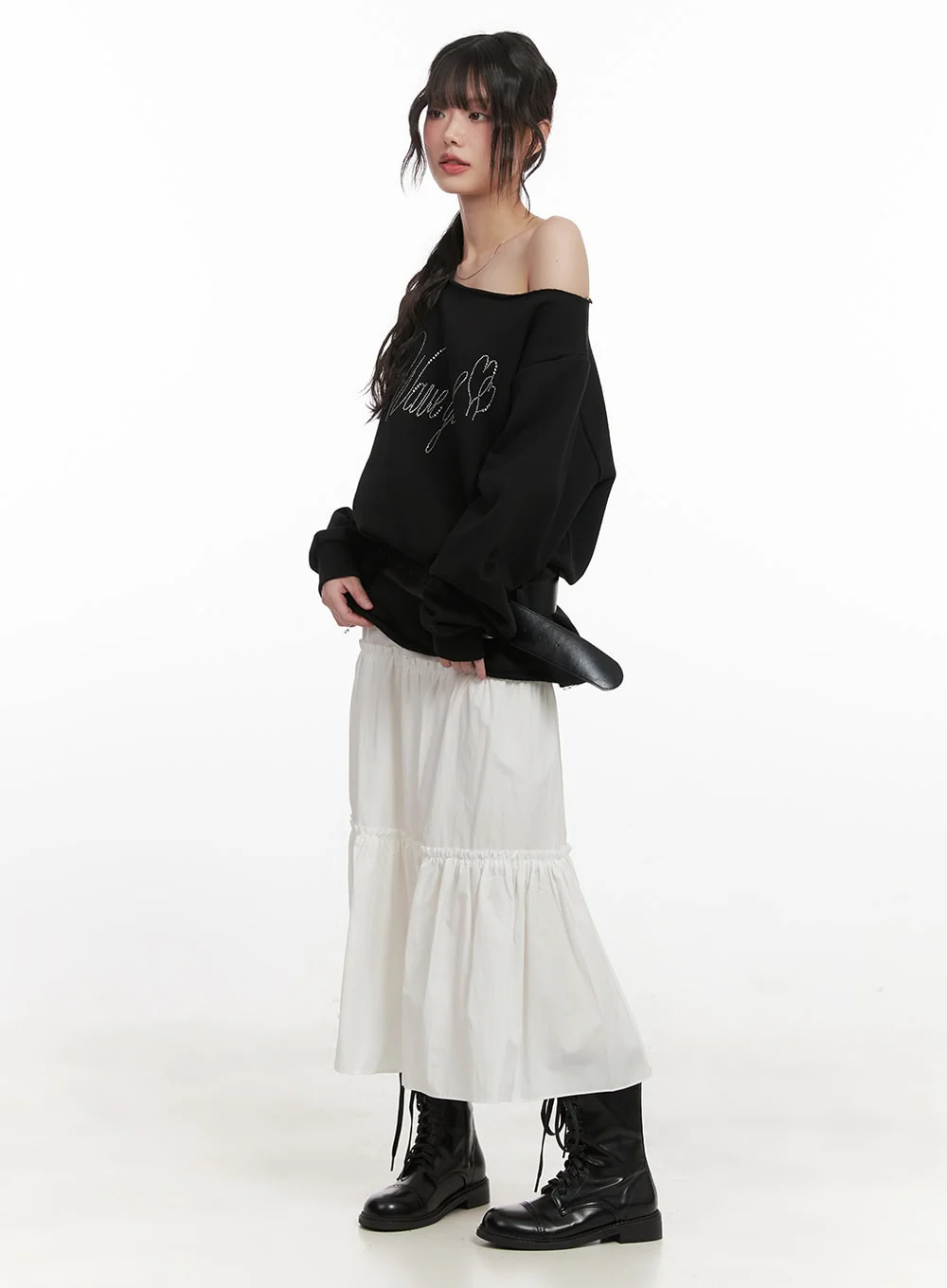Chic One-Shoulder Studded Sweatshirt CJ523 - Image 5