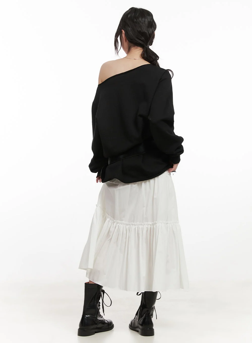 Chic One-Shoulder Studded Sweatshirt CJ523 - Image 7