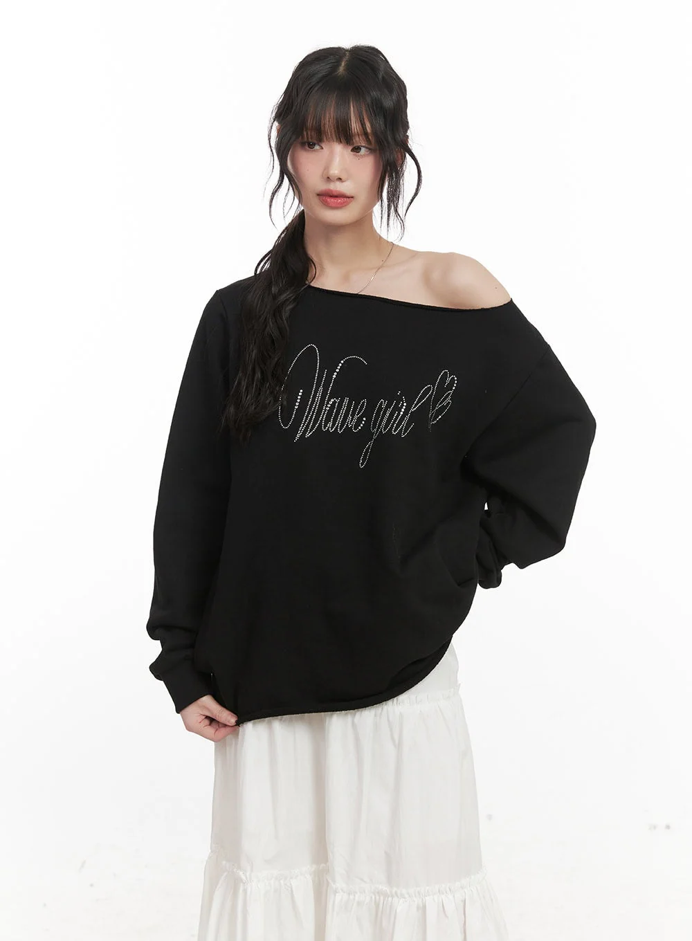 Chic One-Shoulder Studded Sweatshirt CJ523 - Image 8