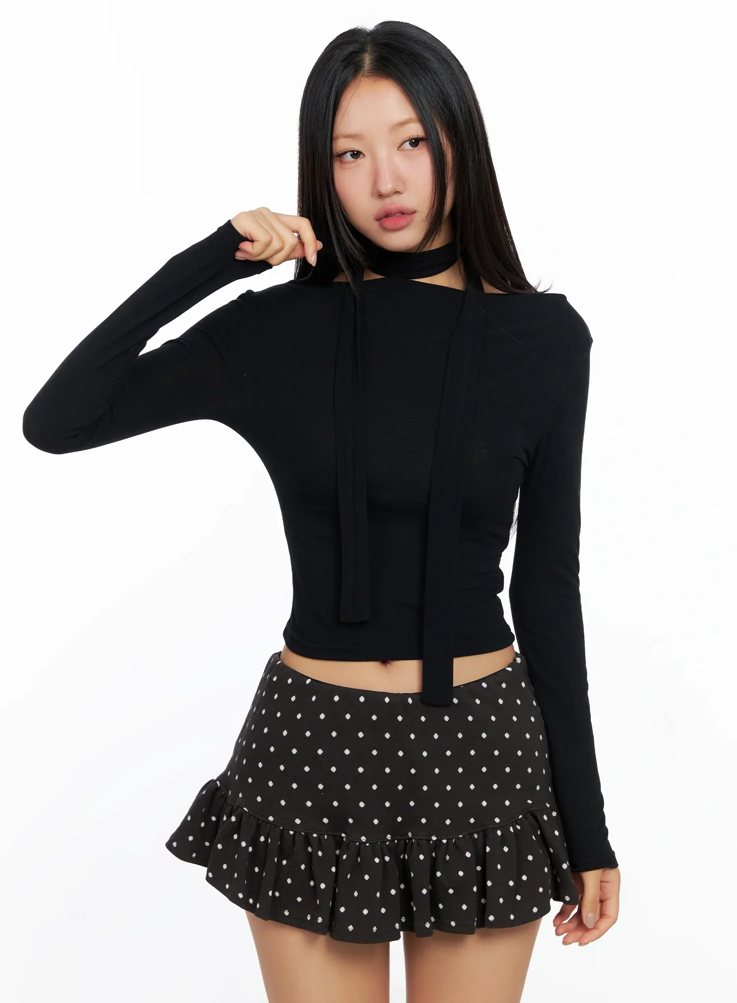 Chic Scarf Long Sleeve Top CO514 - Image 8