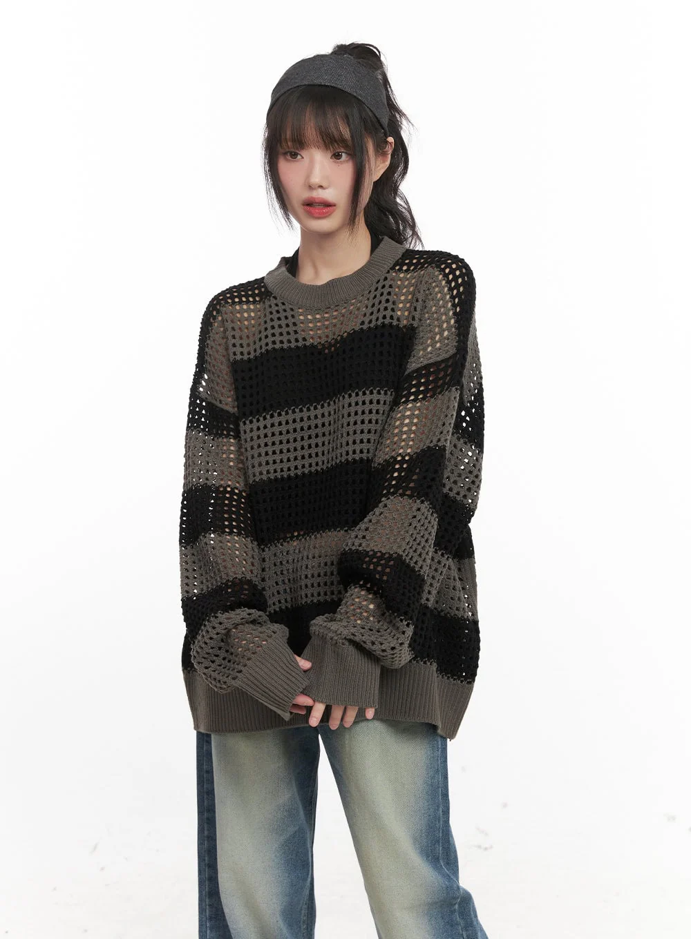 Chic Striped Mesh Sweater CJ524 - Image 10