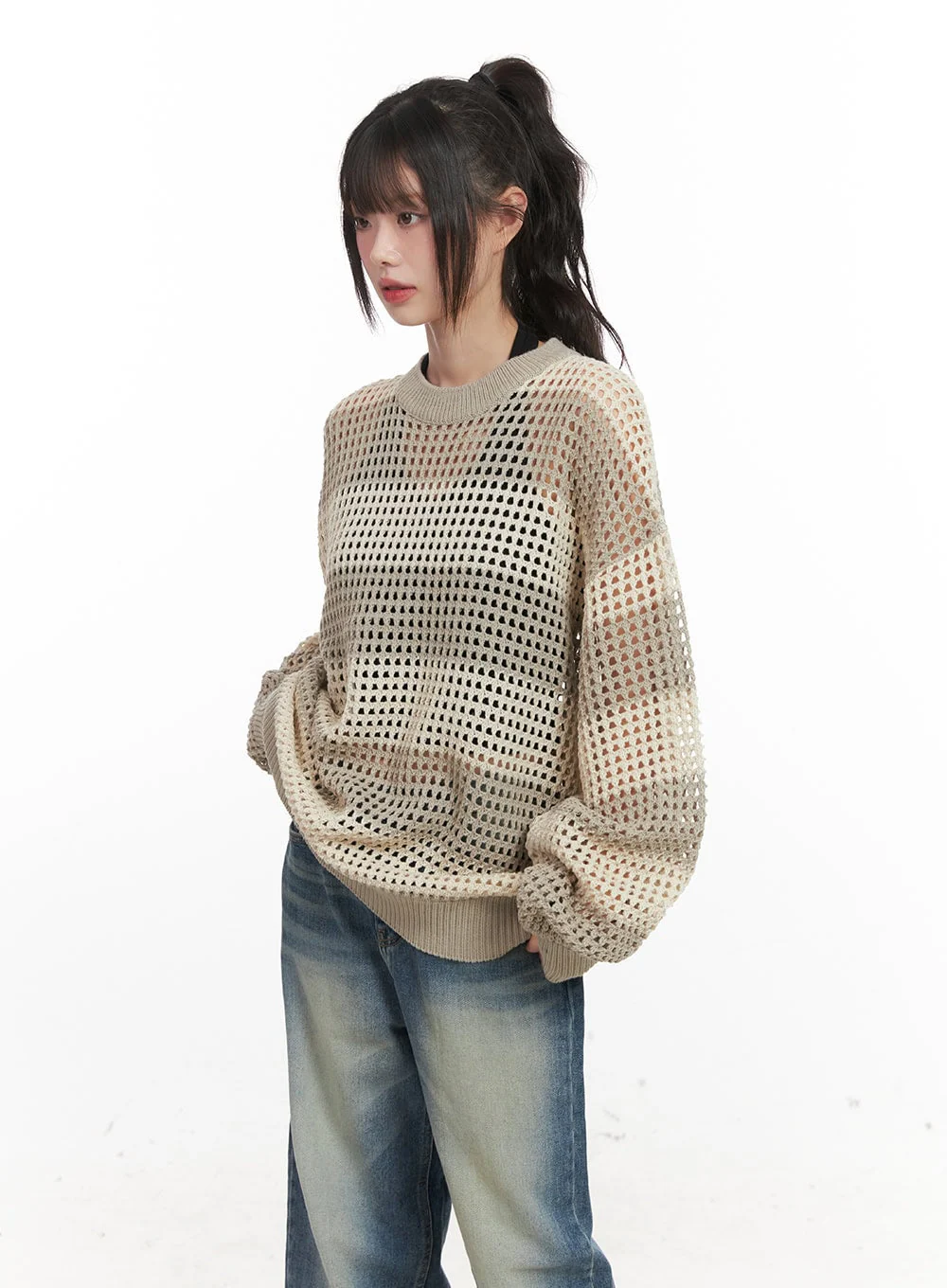 Chic Striped Mesh Sweater CJ524 - Image 11