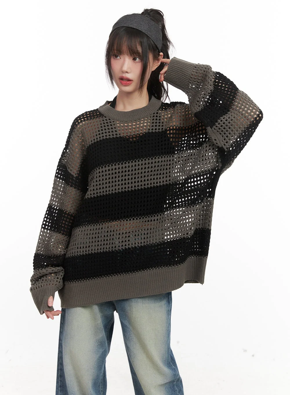 Chic Striped Mesh Sweater CJ524 - Image 3