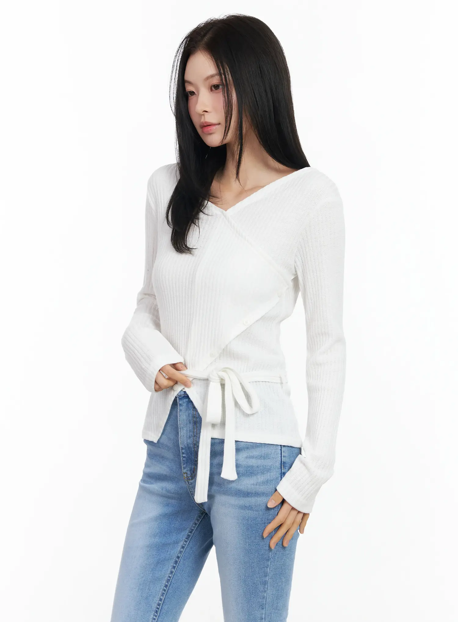 Chic V-Neck Ribbed Knit Top Set IM524 - Image 10