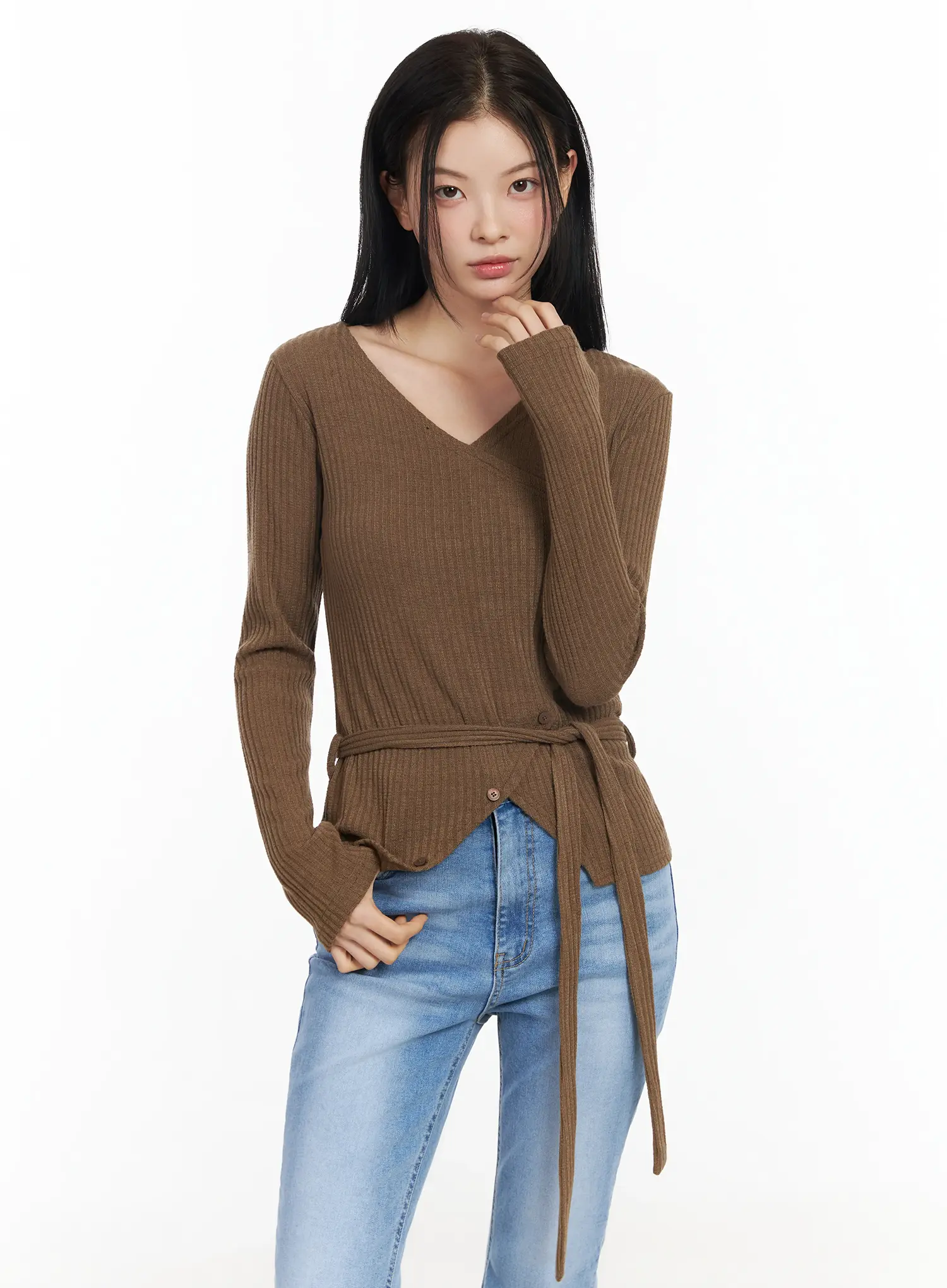 Chic V-Neck Ribbed Knit Top Set IM524 - Image 11