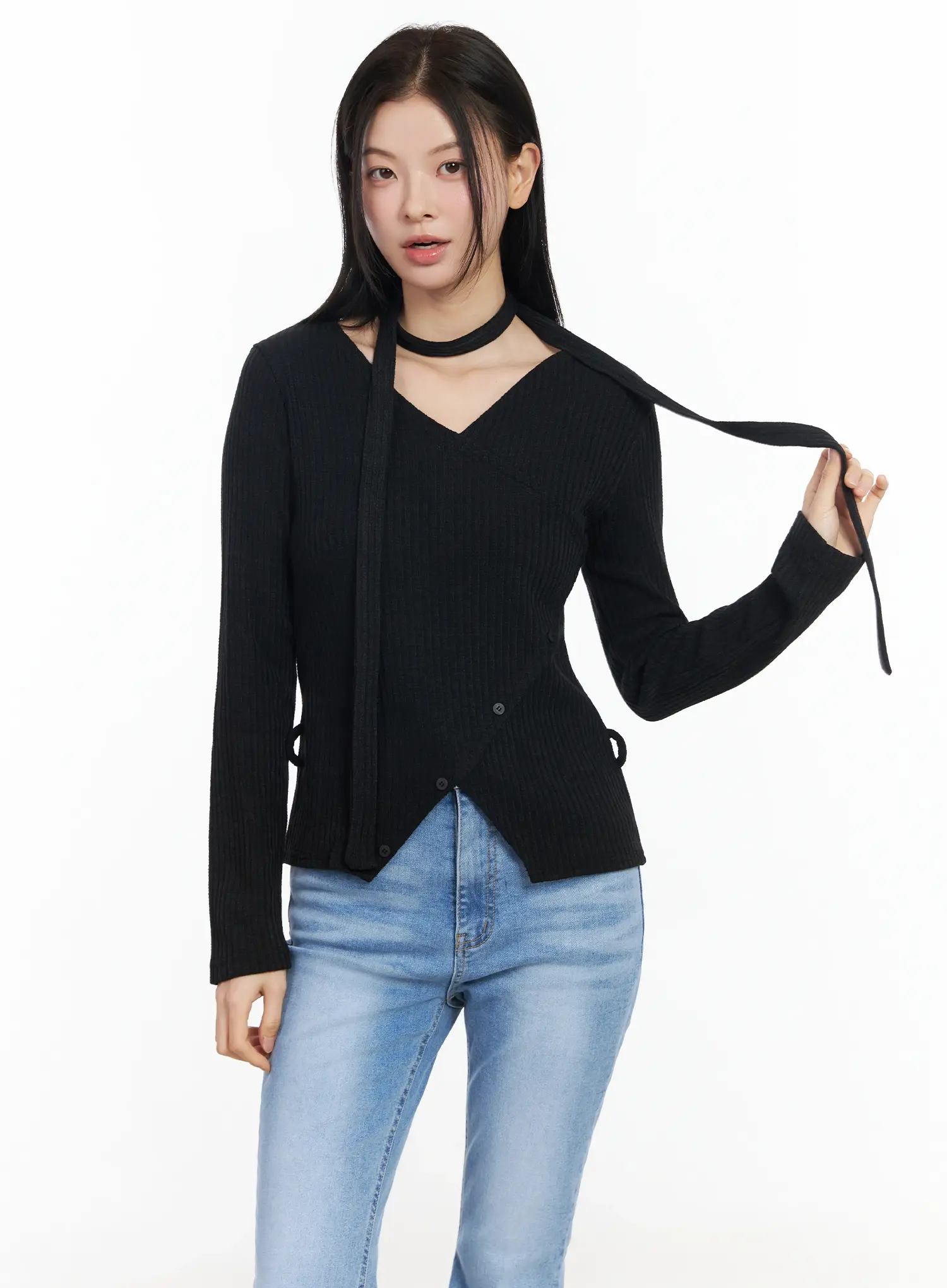 Chic V-Neck Ribbed Knit Top Set IM524 - Image 12