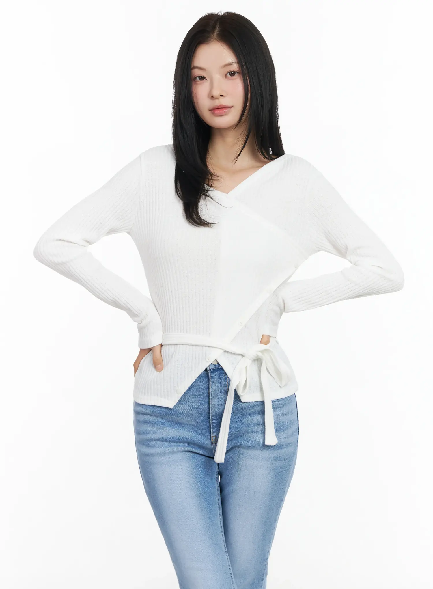 Chic V-Neck Ribbed Knit Top Set IM524 - Image 3
