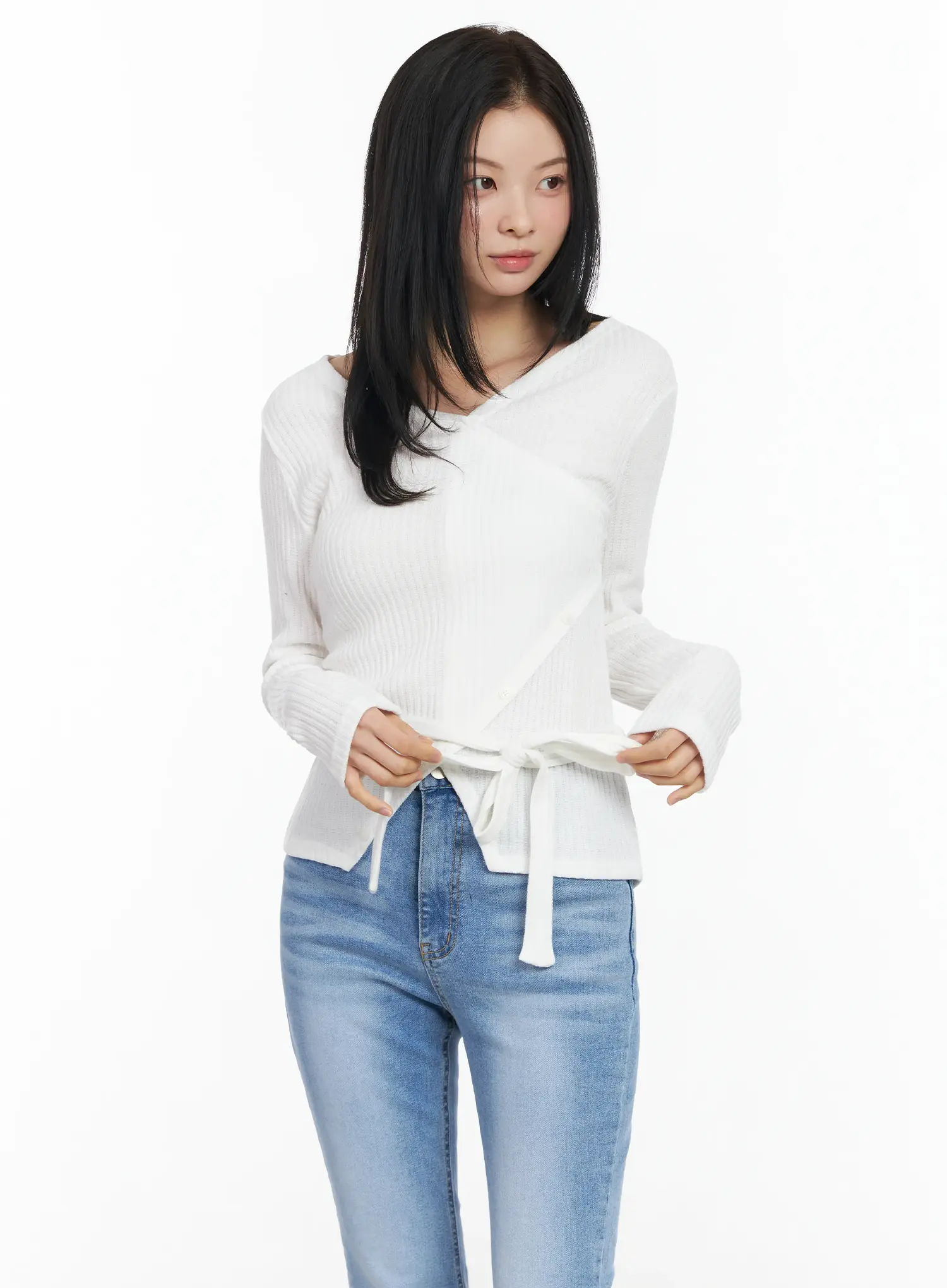 Chic V-Neck Ribbed Knit Top Set IM524 - Image 4