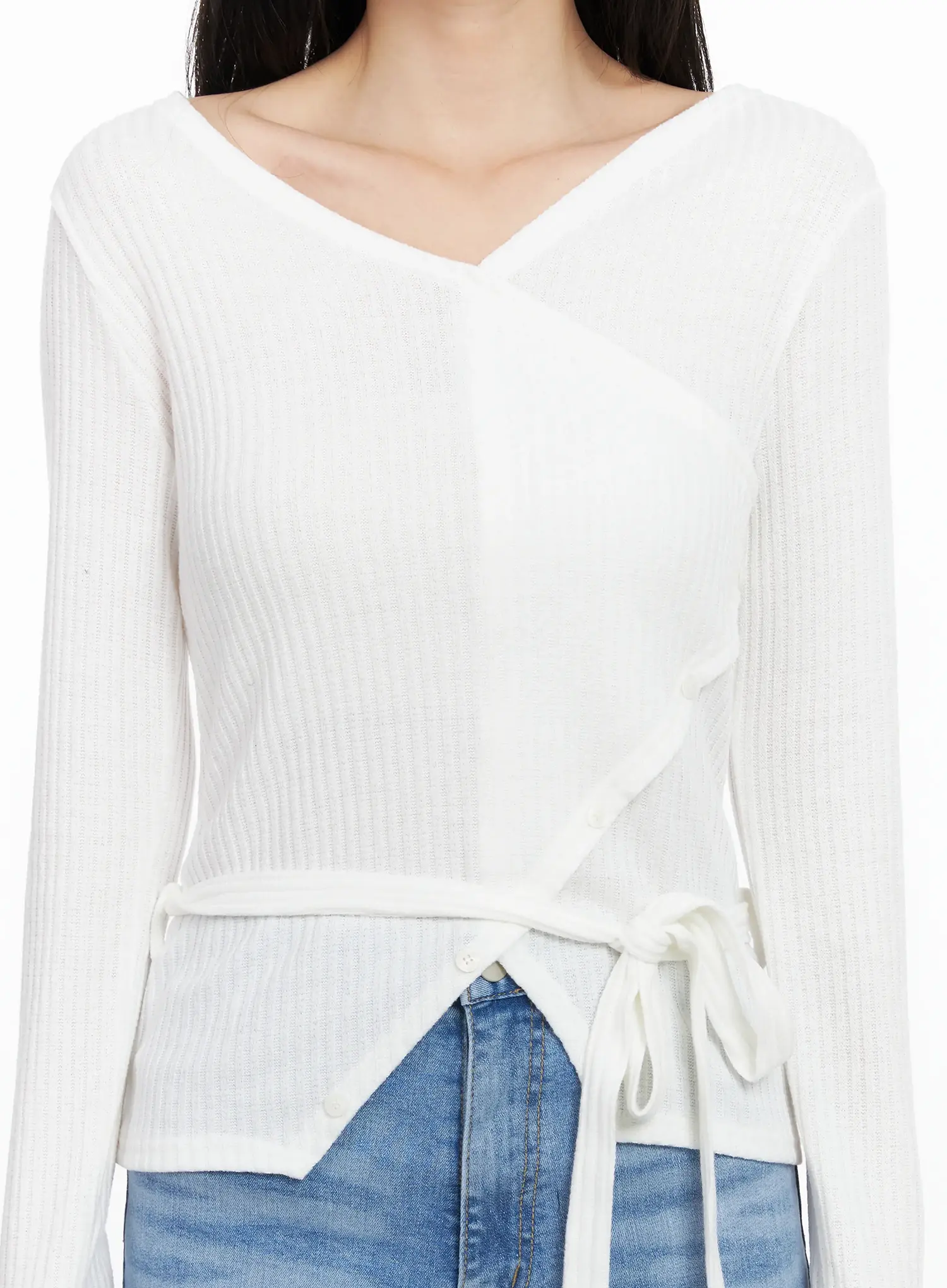 Chic V-Neck Ribbed Knit Top Set IM524 - Image 5