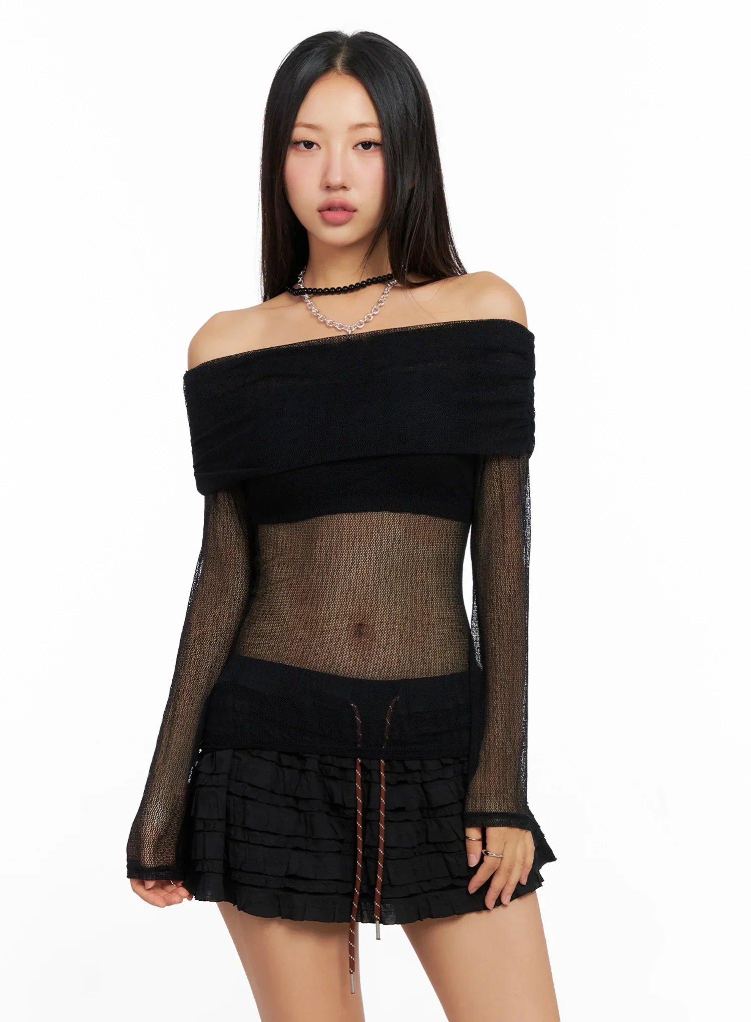 Chich Sheer Off-Shoulder Top IG528 - Image 11