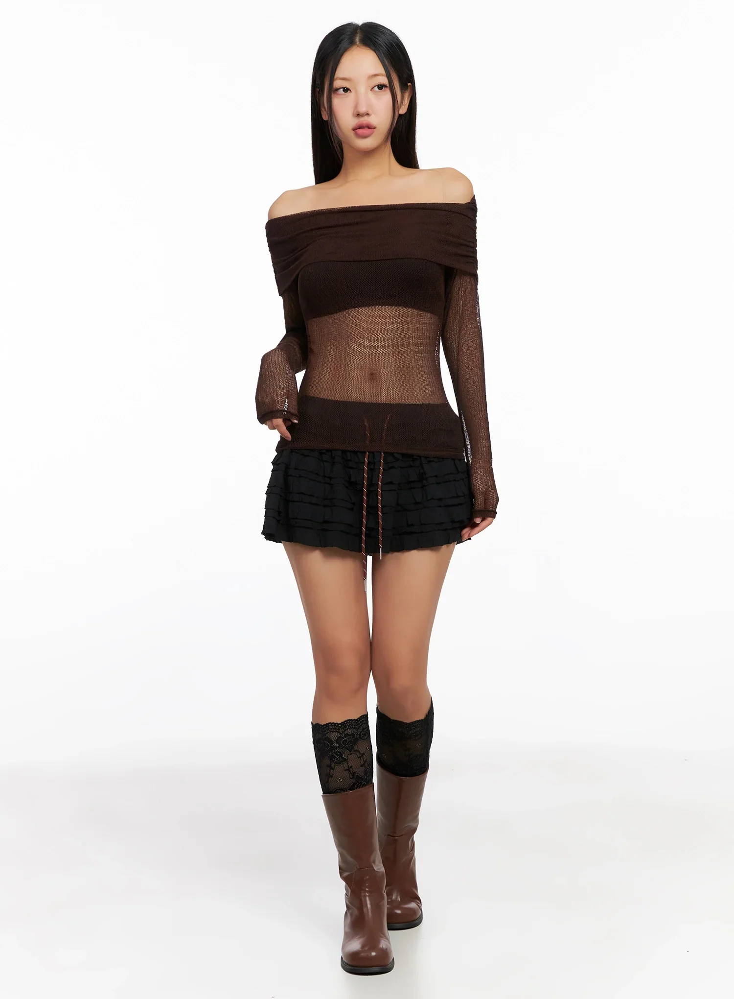 Chich Sheer Off-Shoulder Top IG528 - Image 6