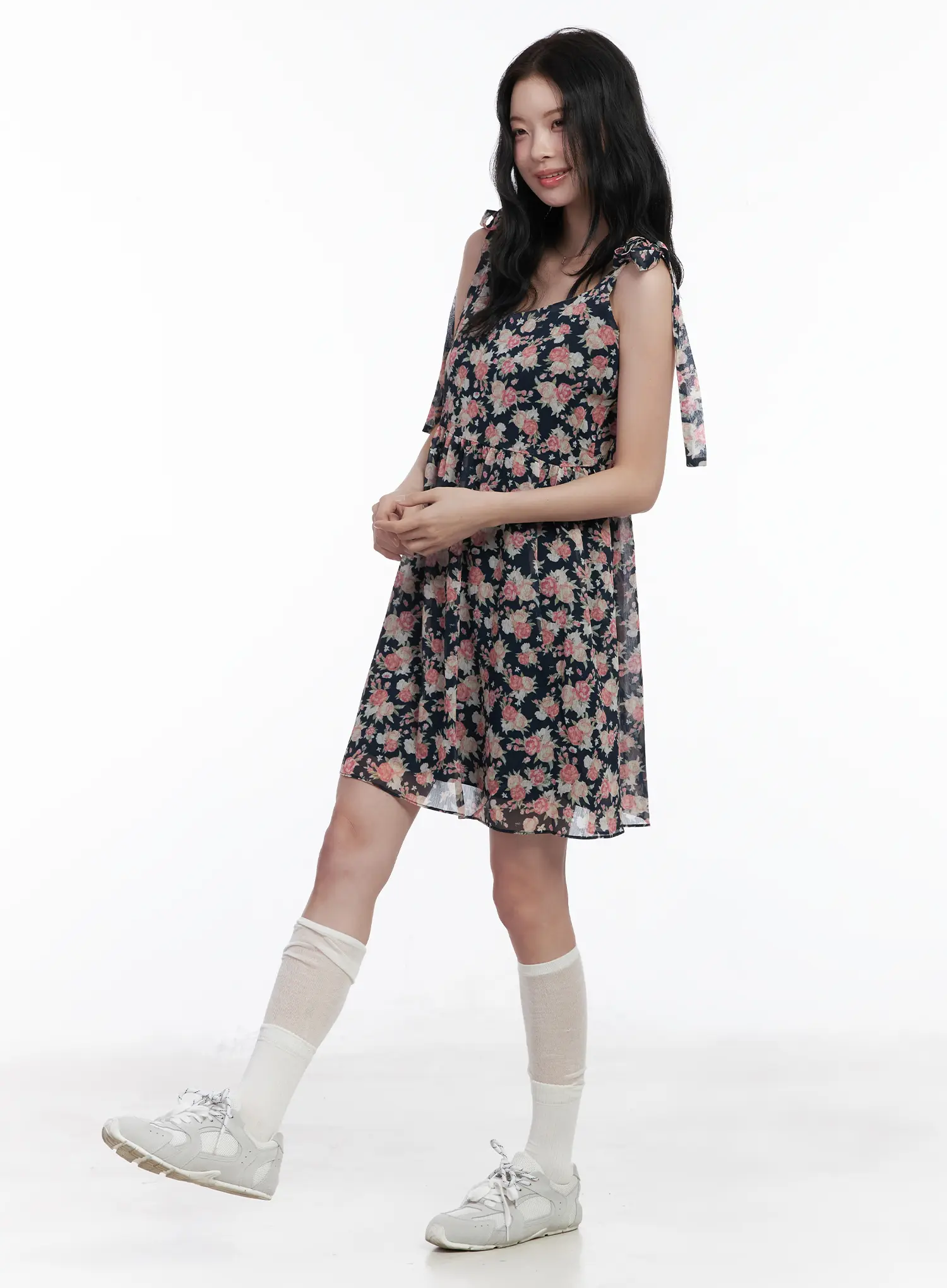 Chiffon Floral Tie Strap Mini Dress CA509 - Image 13