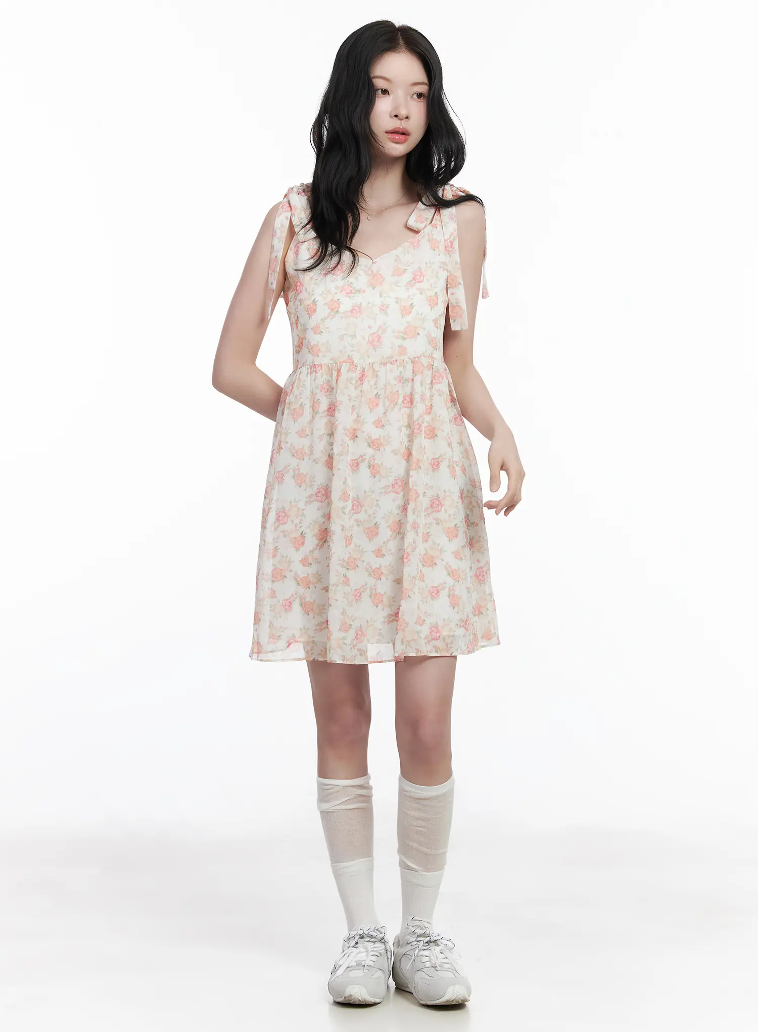 Chiffon Floral Tie Strap Mini Dress CA509 - Image 3