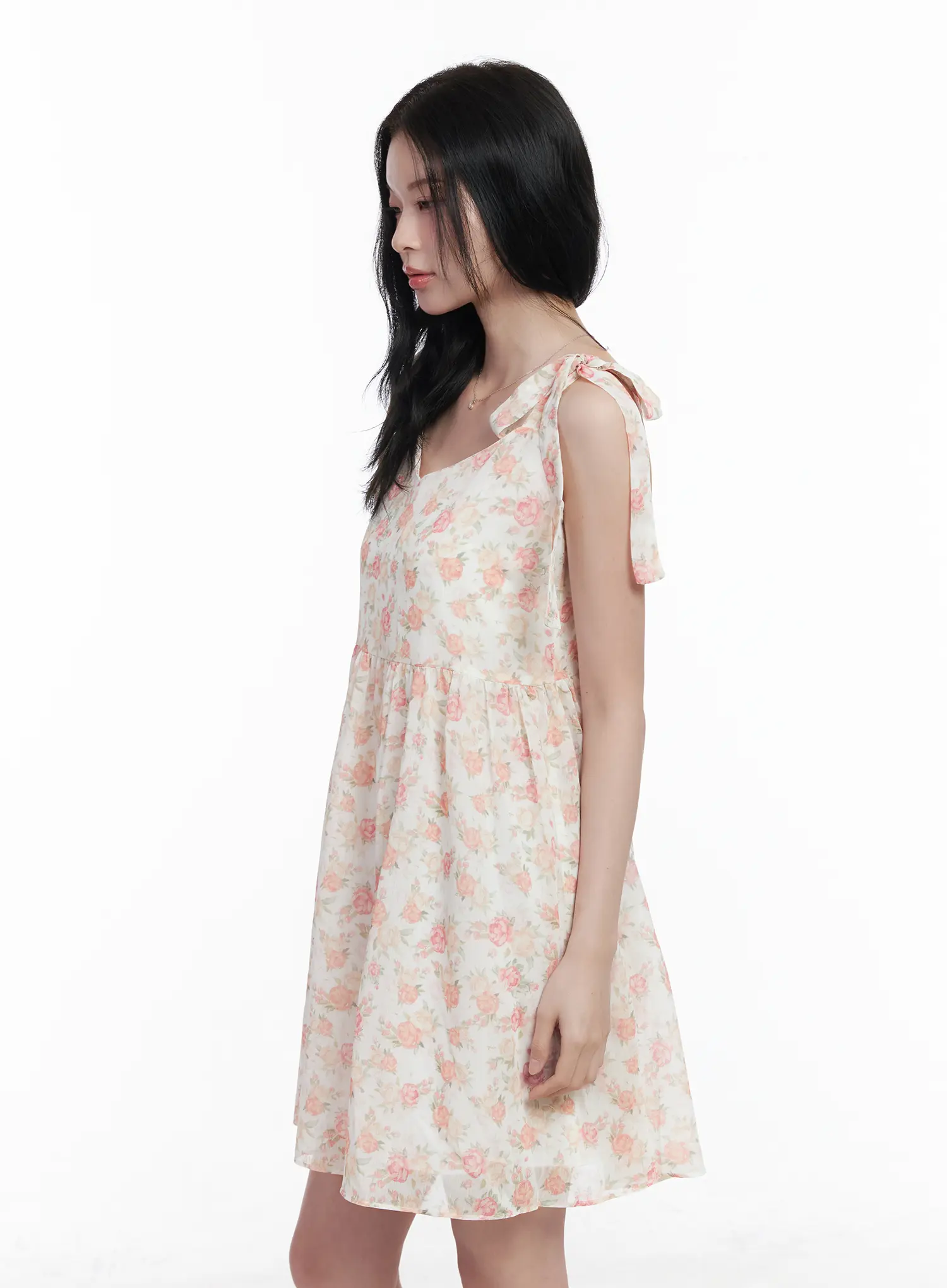 Chiffon Floral Tie Strap Mini Dress CA509 - Image 6