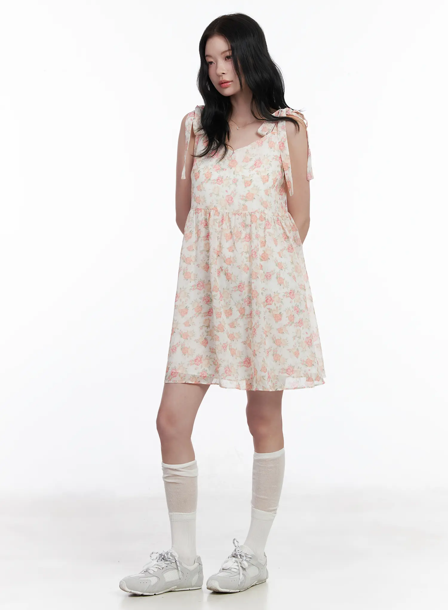 Chiffon Floral Tie Strap Mini Dress CA509 - Image 7