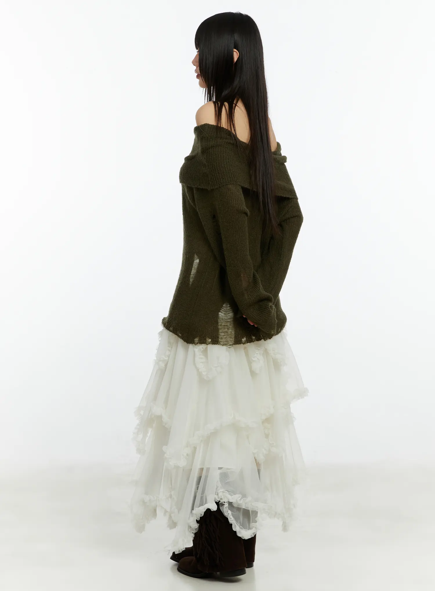Chiffon Lace Maxi Skirt CF510 - Image 6