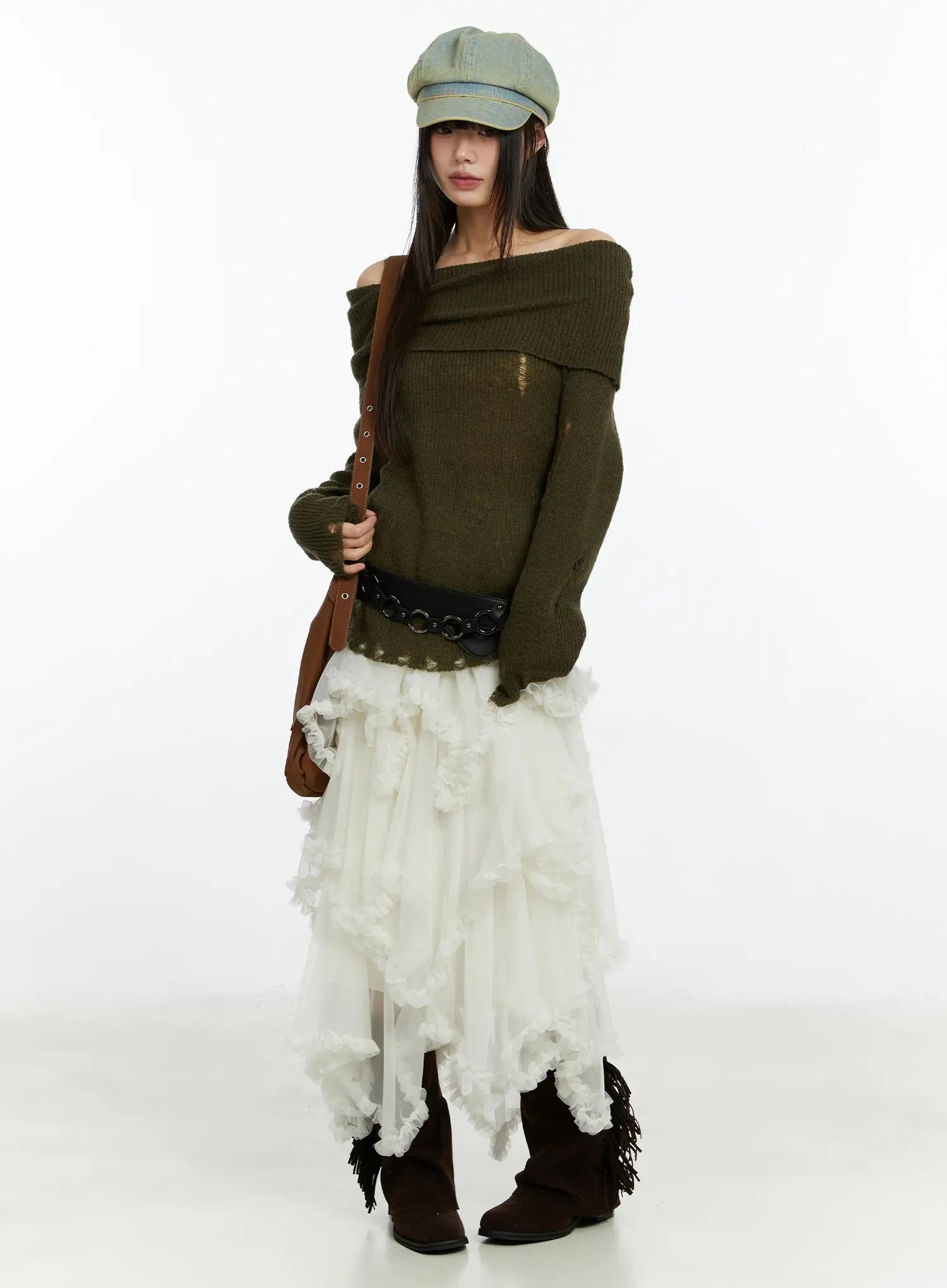 Chiffon Lace Maxi Skirt CF510 - Image 8