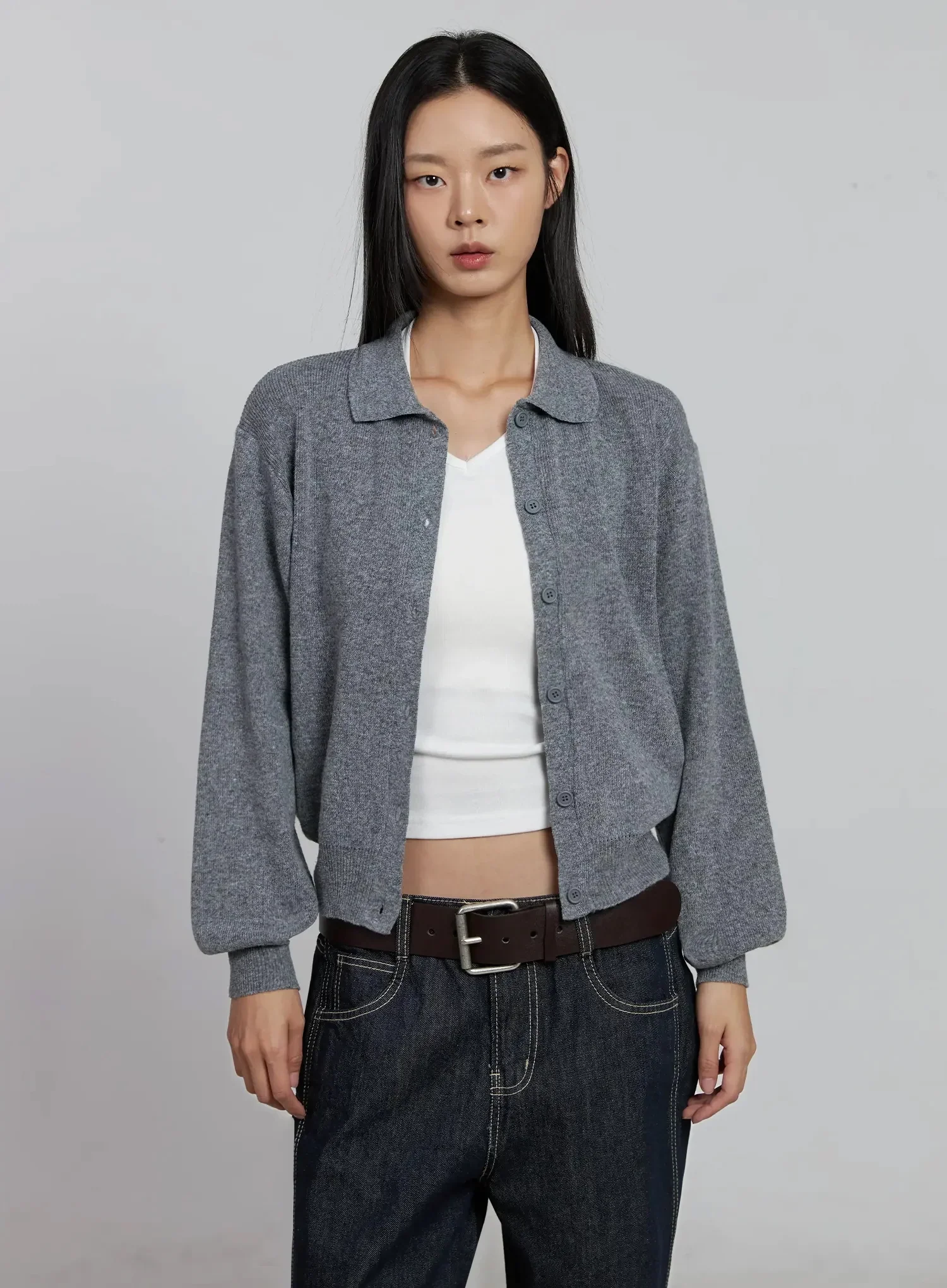 Classic Collar Knit Cardigan IM520 - Image 2