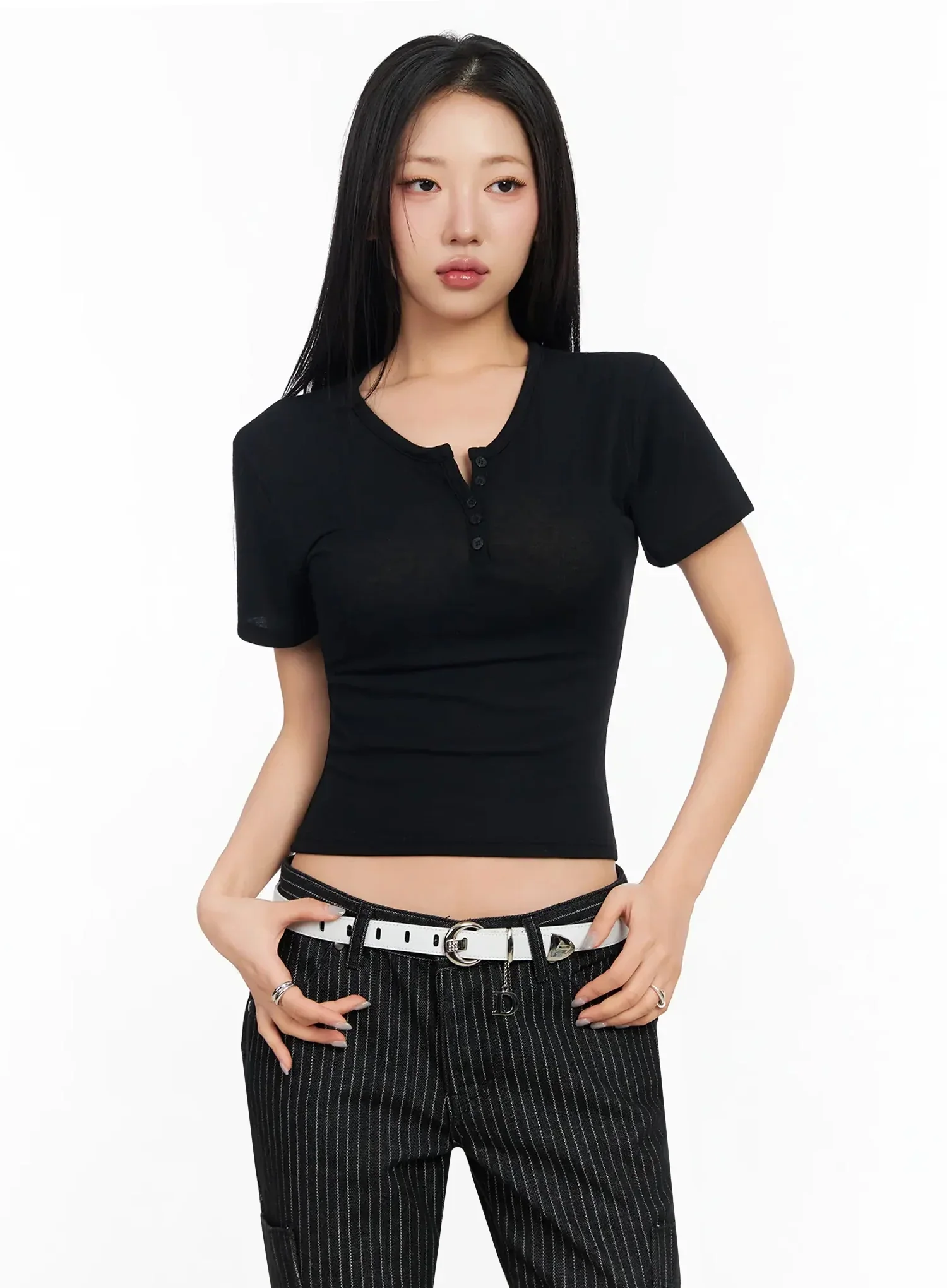 Classic D-Buckle Leather Belt CA513 - Image 3