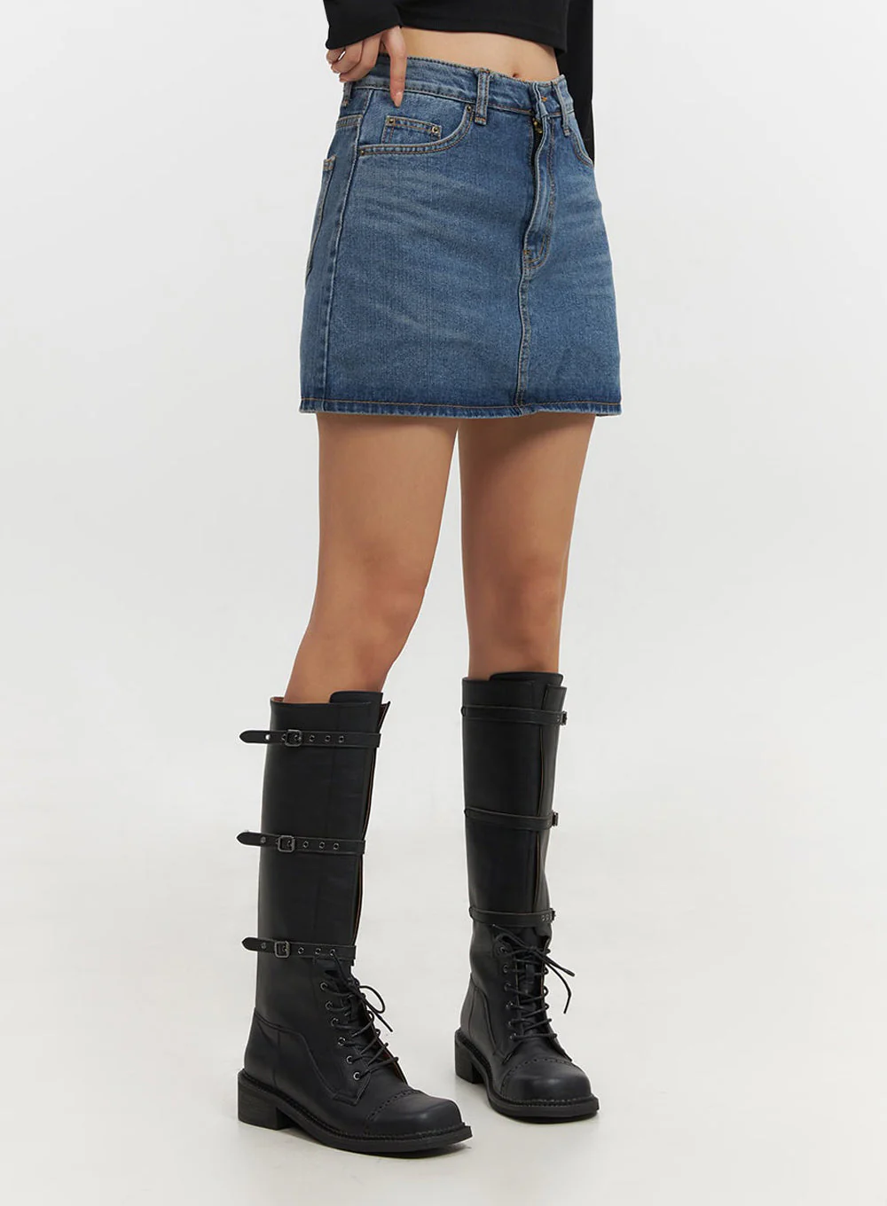 Classic Denim Washed Mini Skort IF510 - Image 2