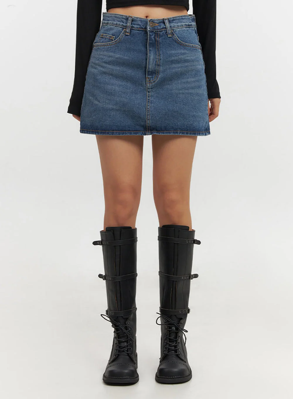 Classic Denim Washed Mini Skort IF510 - Image 5
