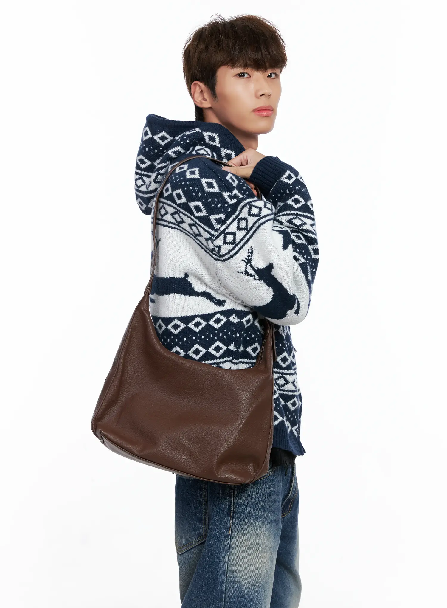 Classic Faux Leather Shoulder Bag IO502 - Image 3