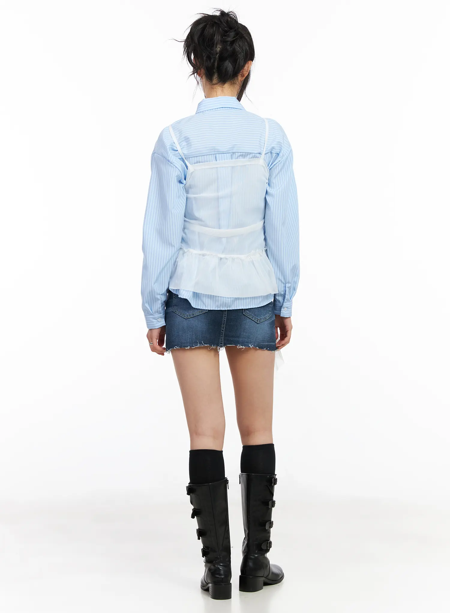 Classic Frayed Hem Denim Mini Skirt CM516 - Image 8