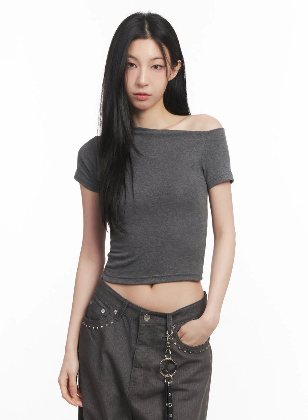 Classic One-Shoulder Crop Top IY516 - Image 10