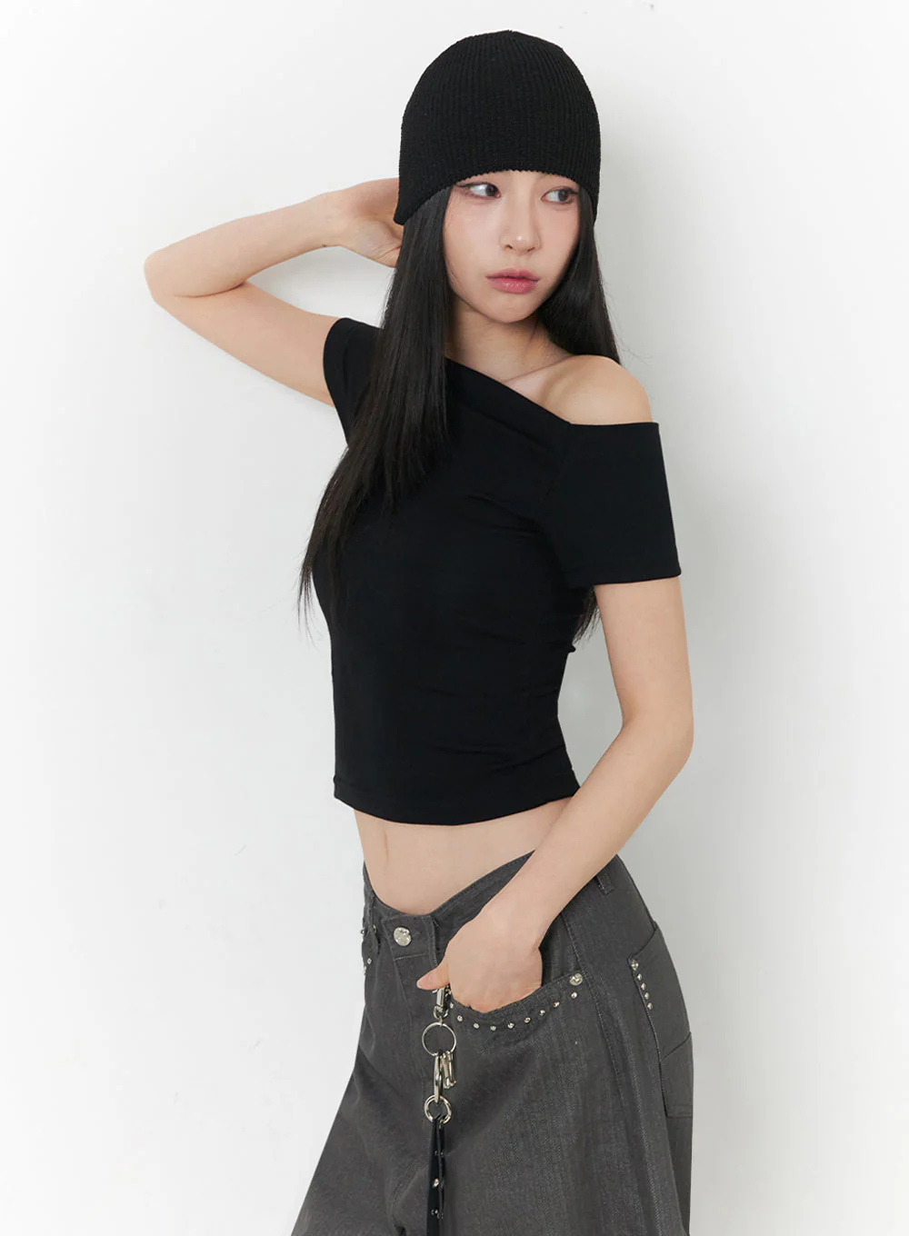 Classic One-Shoulder Crop Top IY516 - Image 14
