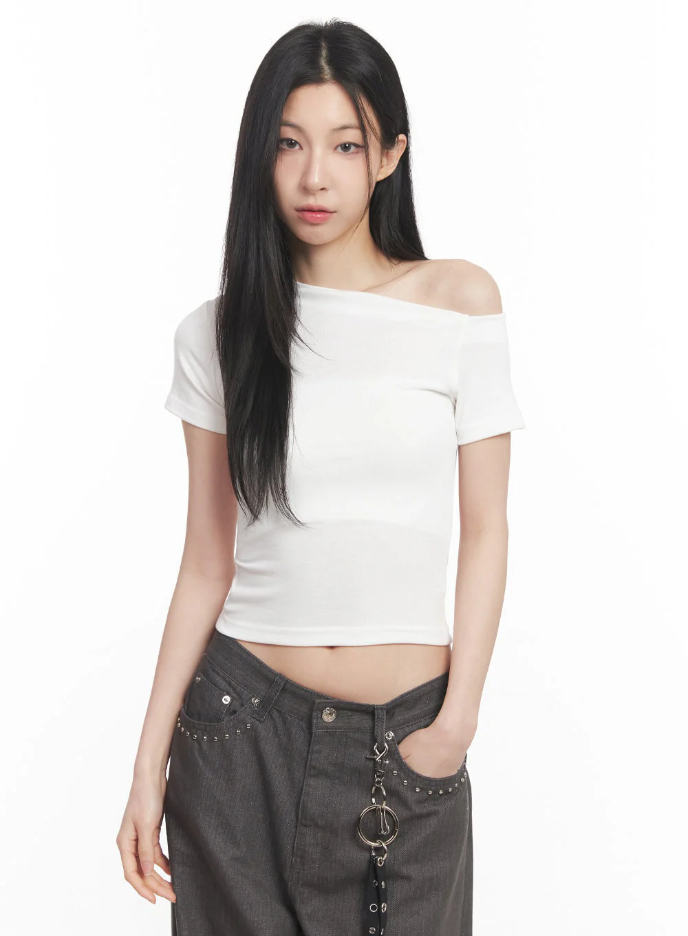 Classic One-Shoulder Crop Top IY516 - Image 17