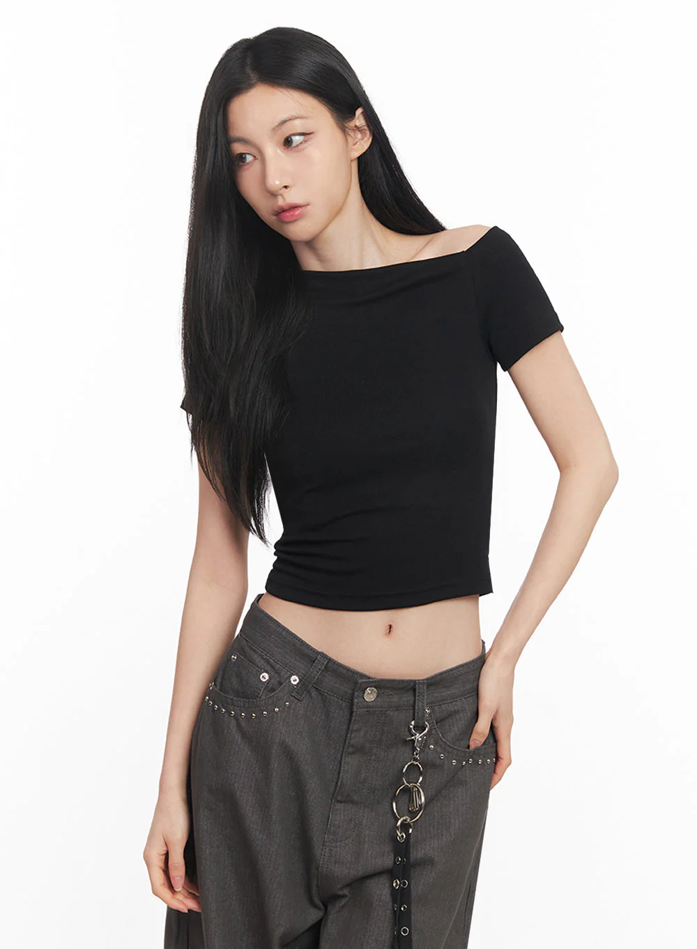 Classic One-Shoulder Crop Top IY516 - Image 7