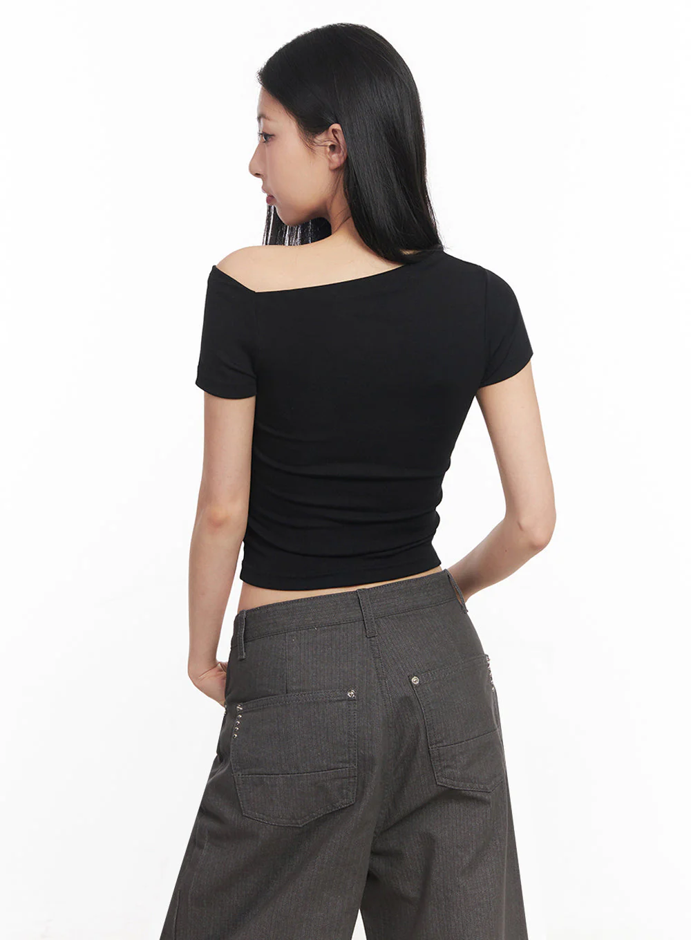 Classic One-Shoulder Crop Top IY516 - Image 9